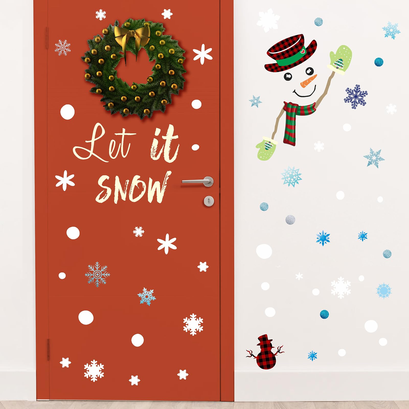 Snowman & Snowflake Christmas Wall Decals - Holiday Window & Door Stickers for Home Decor - Perfect for Living Room, Bedroom, Office & Glass Surfaces