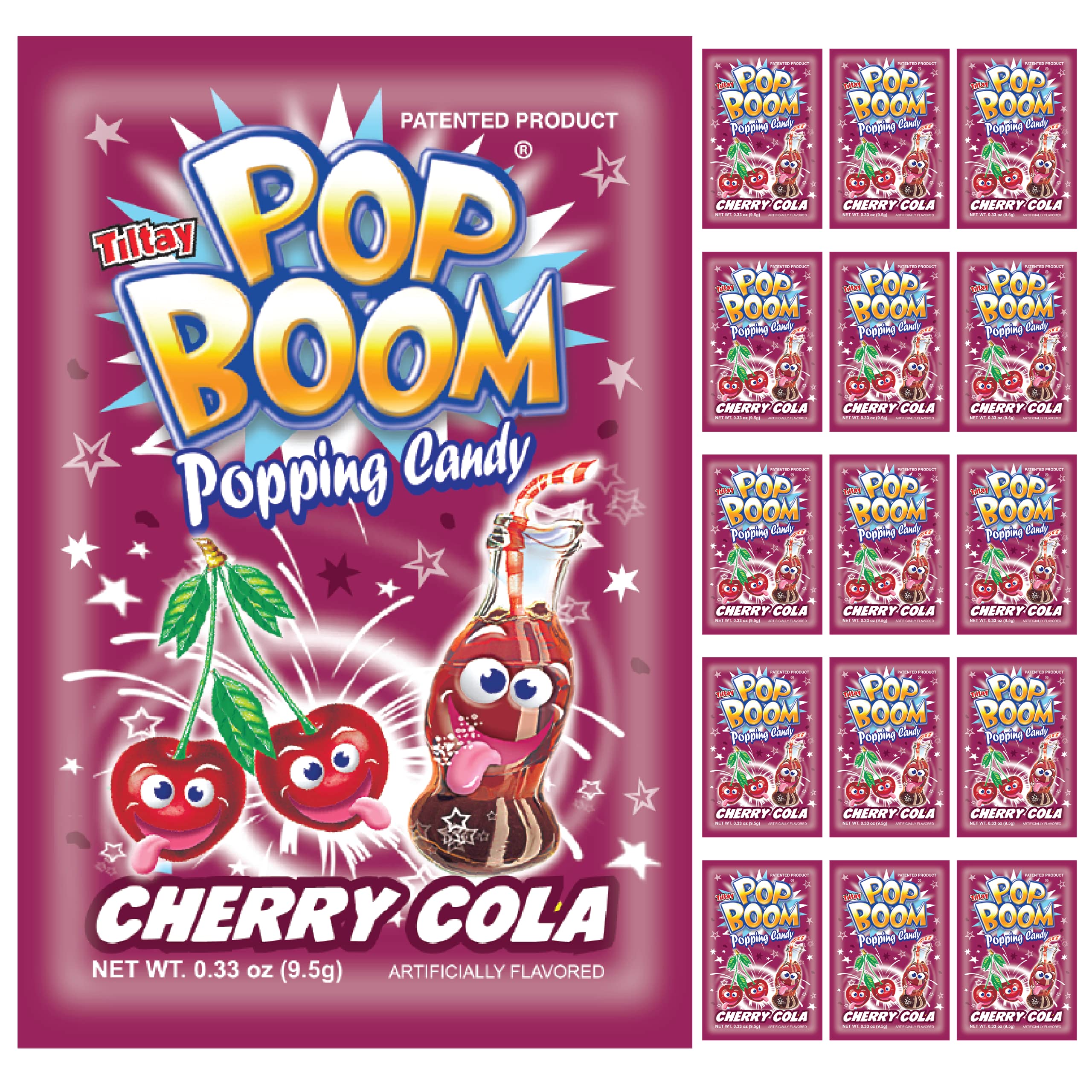 Tiltay Pop Boom Popping Candy - 16 Packs Cherry Cola Flavor | Fun Party Favors, Halloween Treats & Unique Gifts for Kids and Adults