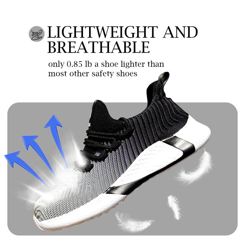 **BaoBeiJiaDao Steel Toe Work Shoes for Men & Women - Non-Slip, Lightweight Safety Shoes with Arch Support, Puncture & Slip Resistant - Ideal for Construction, Warehouse & Outdoor Work**