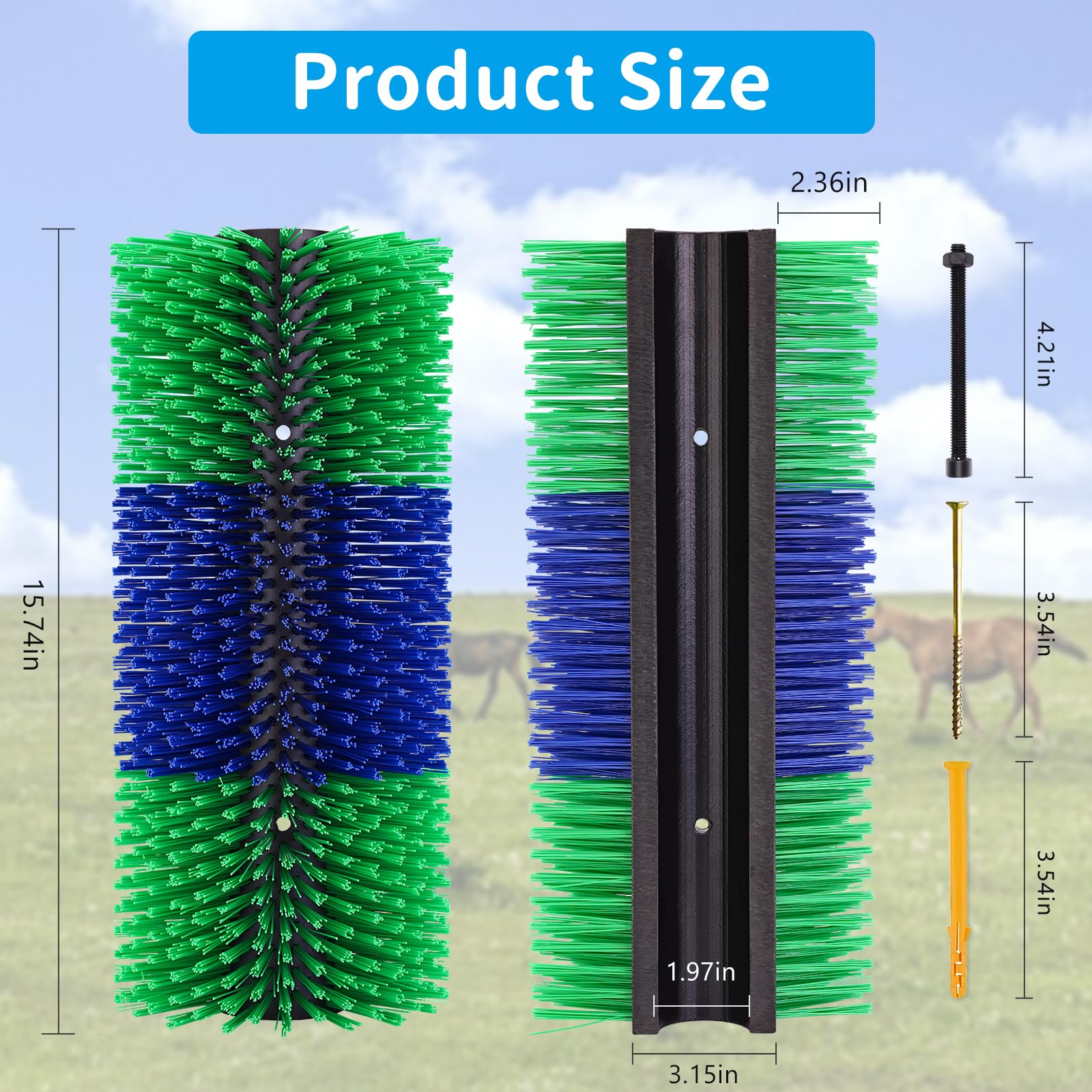 **Livestock Scratch Brushes for Horses, Cows, Sheep & Pigs – Heavy Duty Massage Grooming Brush with Screws – Relieve Itching & Stress – Perfect for Barns, Farms & Stables**