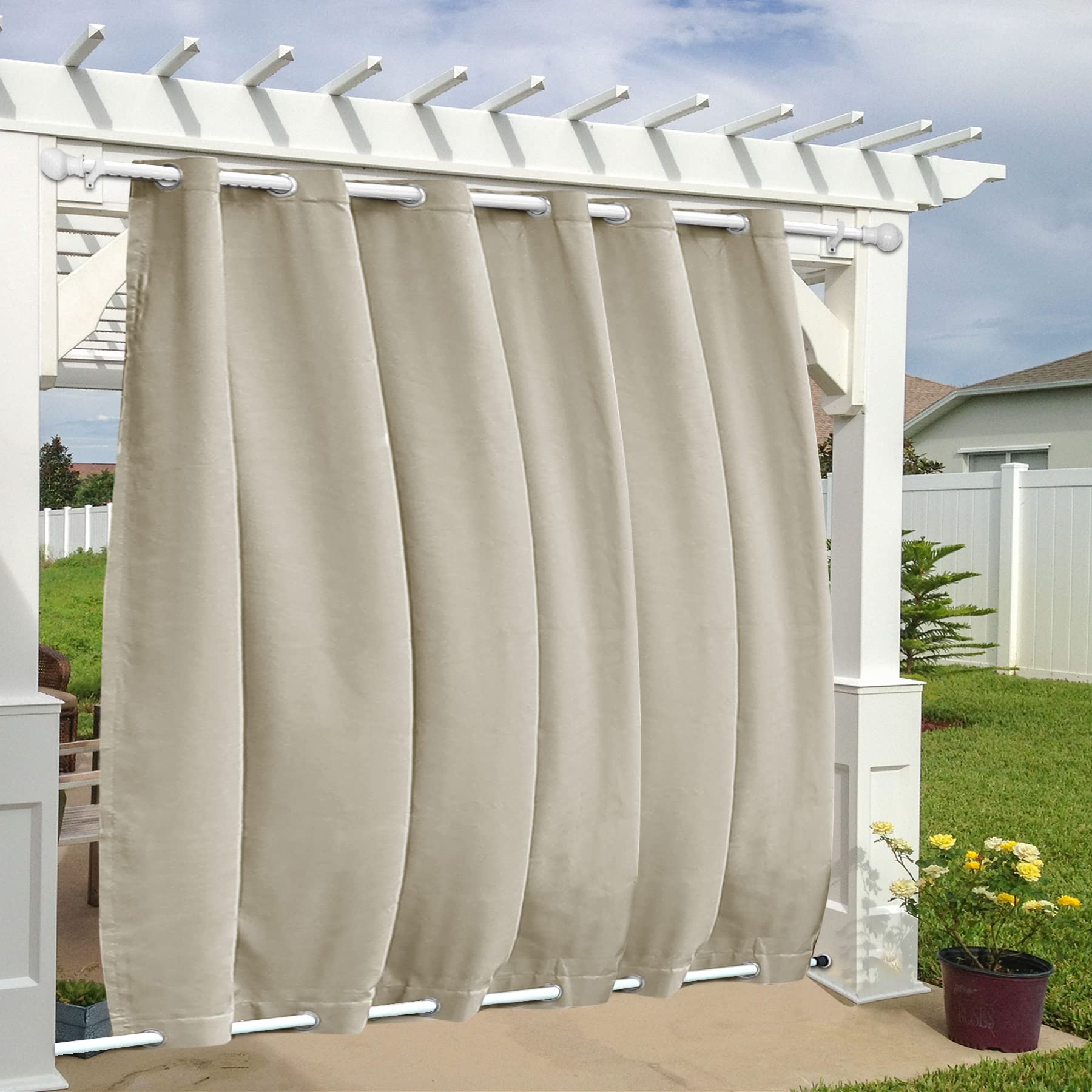Waterproof Beige Outdoor Curtains 120
