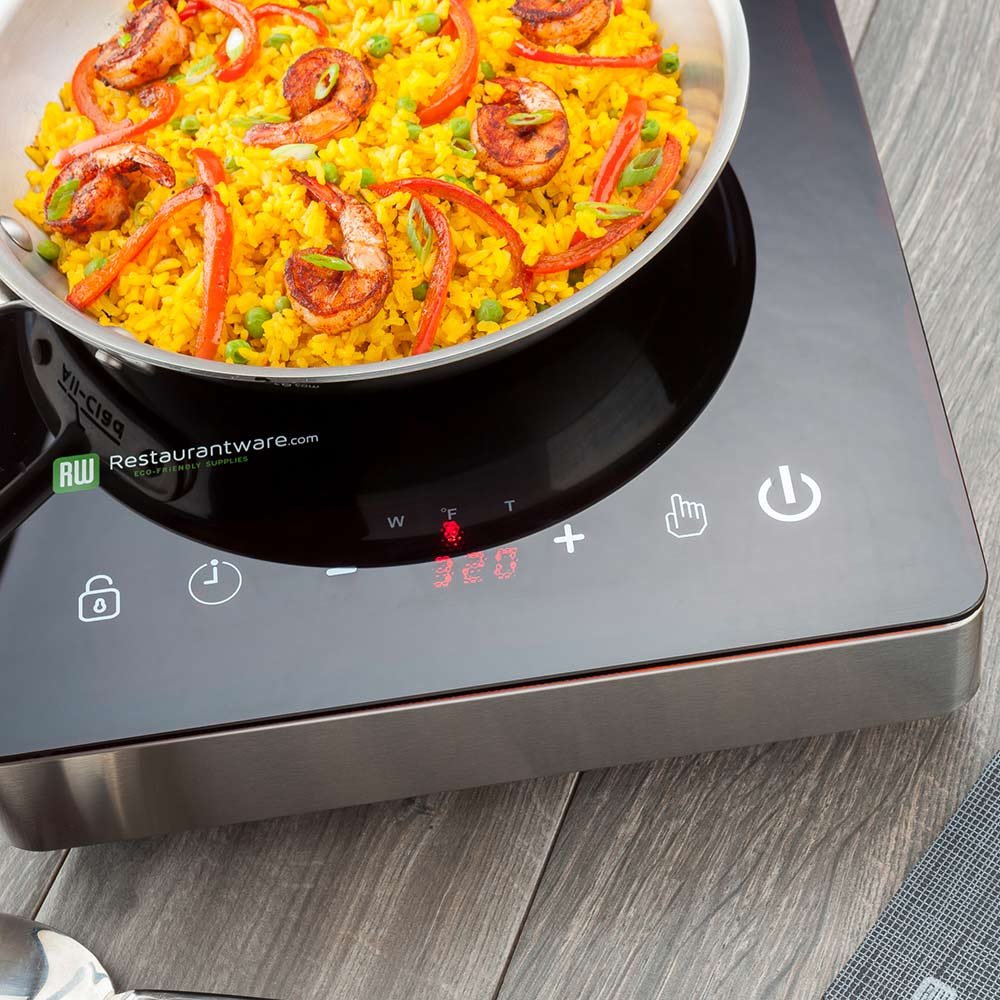 Restaurantware Home Pro 1800W Portable Induction Cooktop with Digital Temperature Display - Countertop Induction Burner for Home, RV & Outdoor Cooking (120V, Model RWT0095) - Perfect for Boiling, Frying, Searing & Simmering