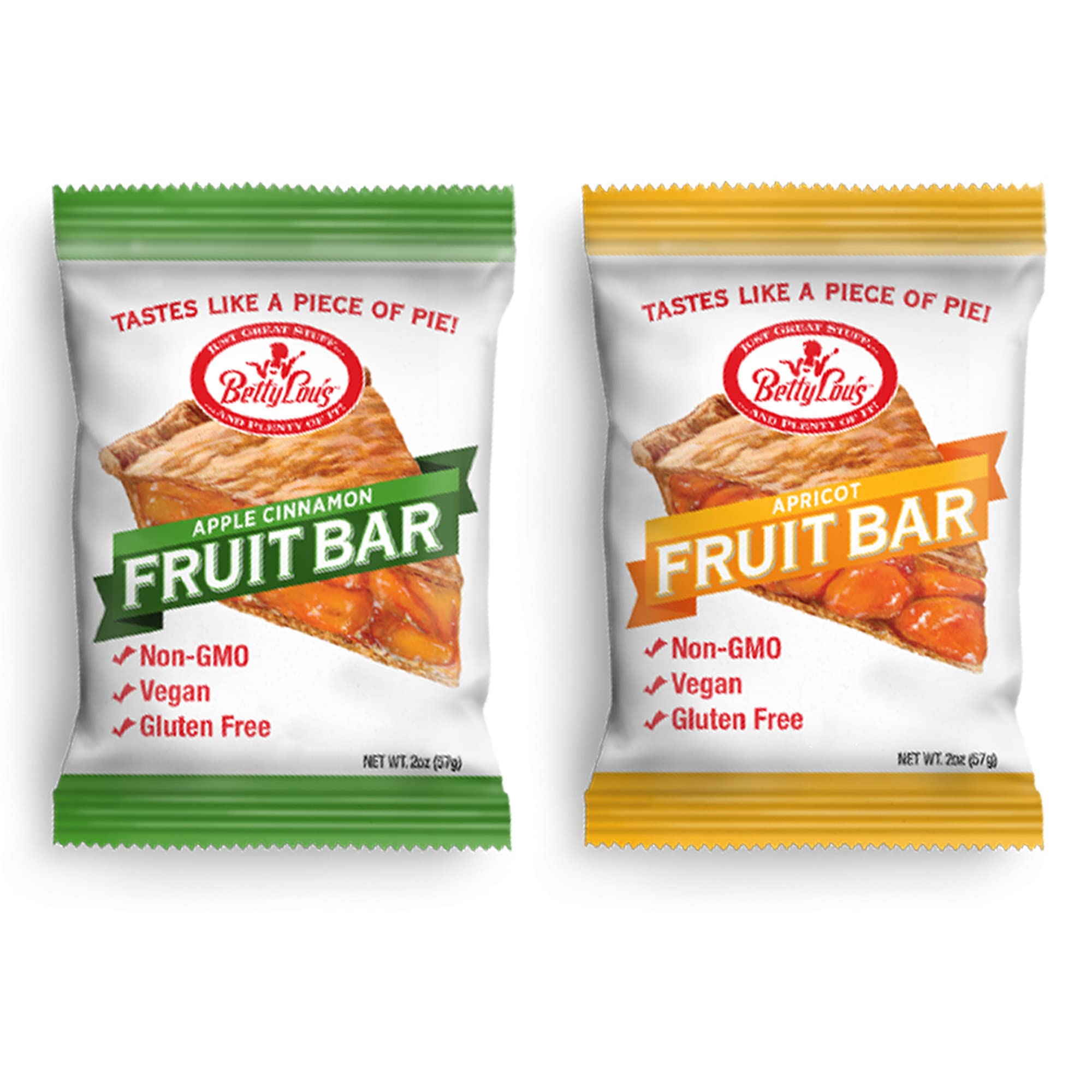 Betty Lou's Gluten Free Vegan Fruit Bars Bundle - Apple Cinnamon & Apricot Flavors, Non GMO Healthy Snacks, 24 Individually Wrapped 2 oz Bars | Perfect for On-the-Go Breakfast, School Lunches & Office Snacking