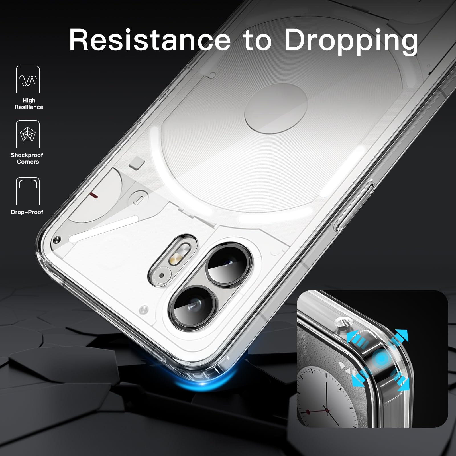 JETech Clear Shockproof Phone Case for Nothing Phone 2 - Non-Yellowing Bumper Cover with Anti-Scratch Protection | Perfect for Daily Use, Outdoor Activities & Travel Protection