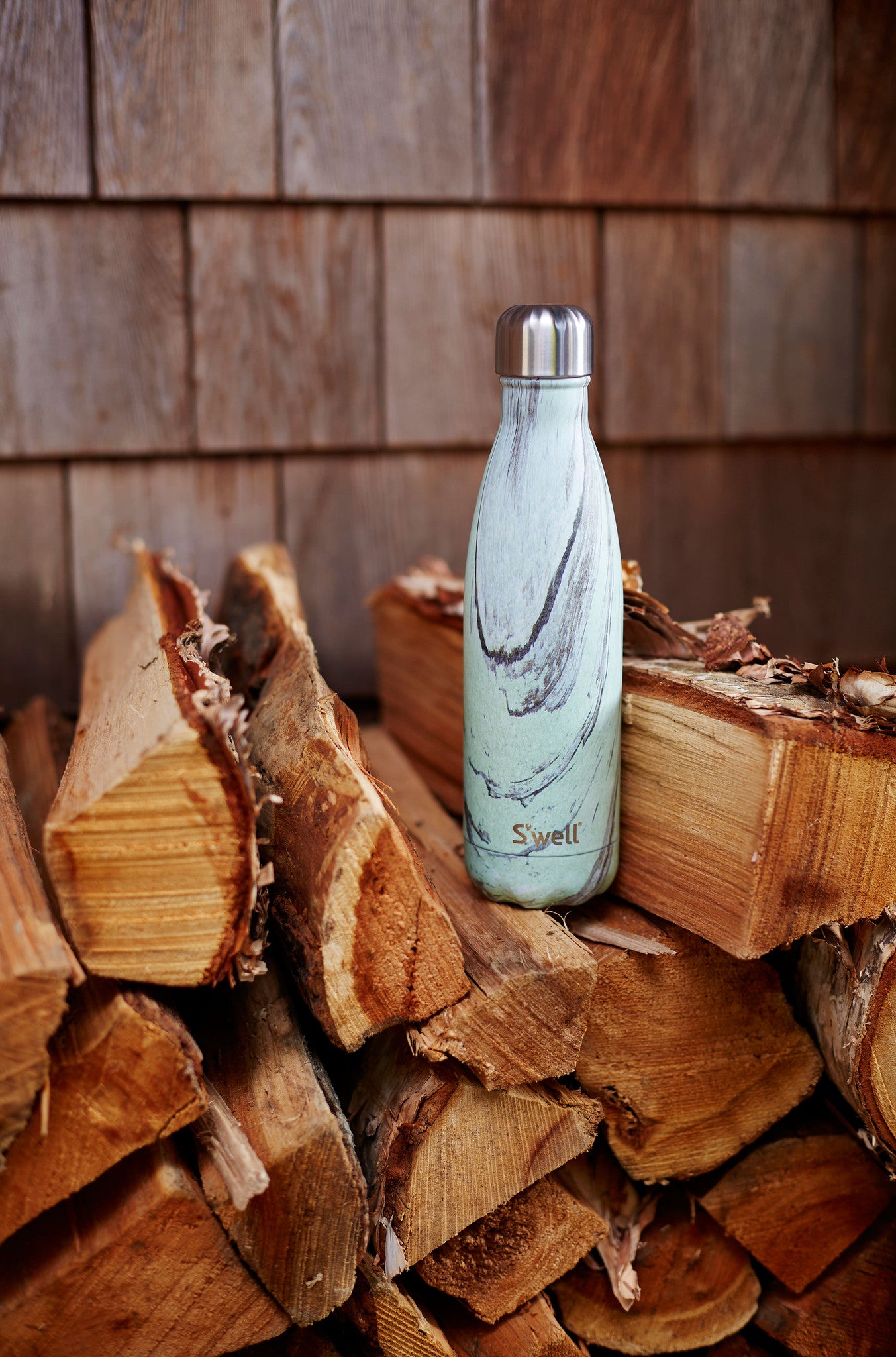 S'well Wood Insulated Water Bottle 9oz (266mL) - Leakproof & Eco-Friendly Stainless Steel Travel Tumbler for Hot & Cold Drinks - Perfect for Hiking, Office, Gym & Outdoor Activities