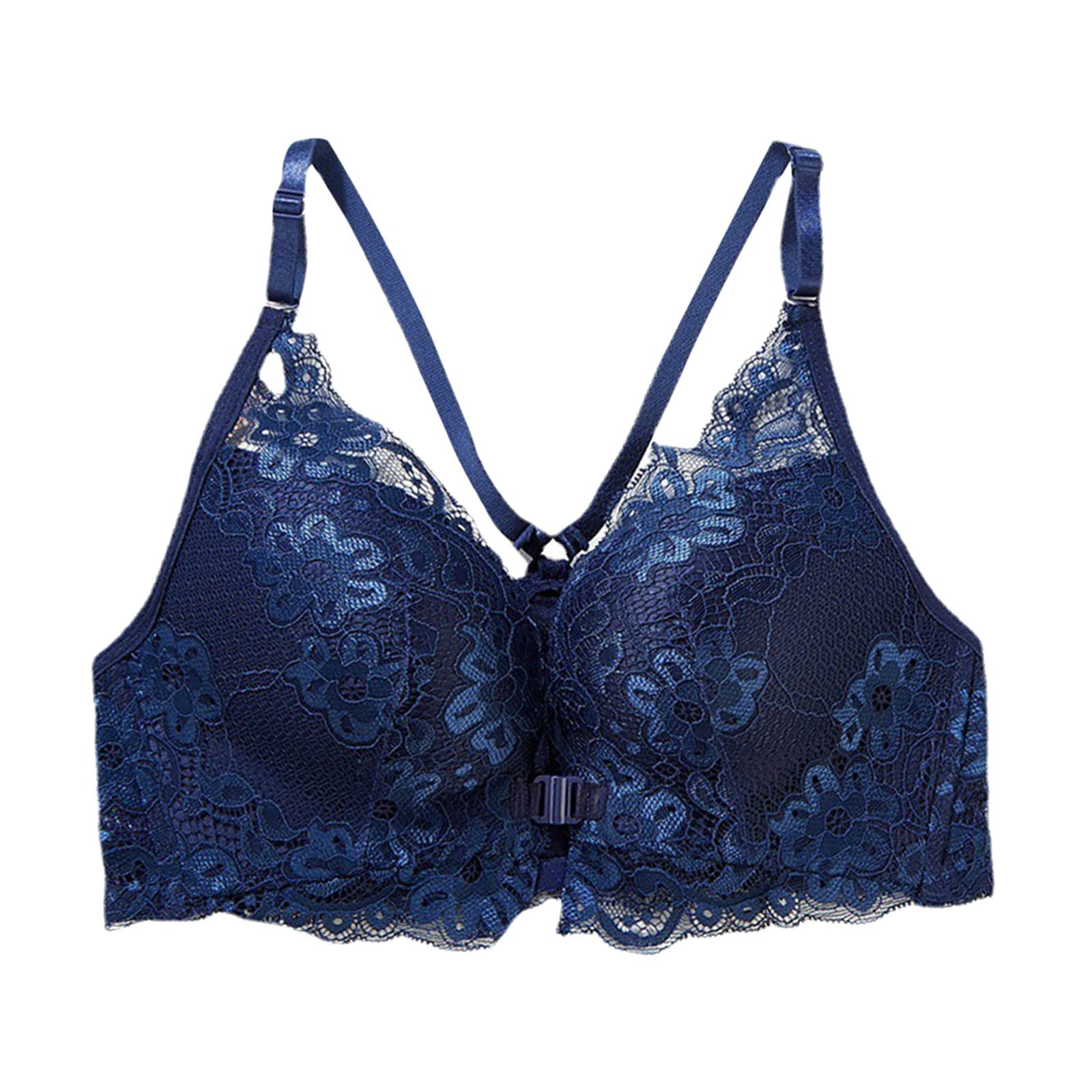 Sexy Lace Workout Bras for Women - No Steel Ring, Front Buckle & Cross Back Design - Push Up Sports Bra for Gym, Yoga & Running
