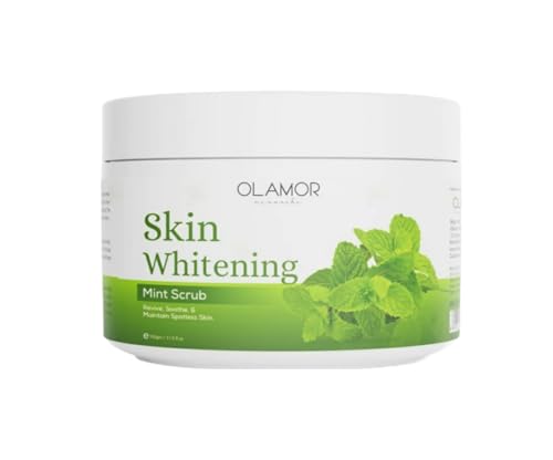 OLAMOR Skin Brightening Mint Face Scrub 500g - Natural Exfoliator for Glowing Skin, Hydrating & Toning Facial Cleanser | Perfect for Daily Skincare Routine & Post-Sun Care