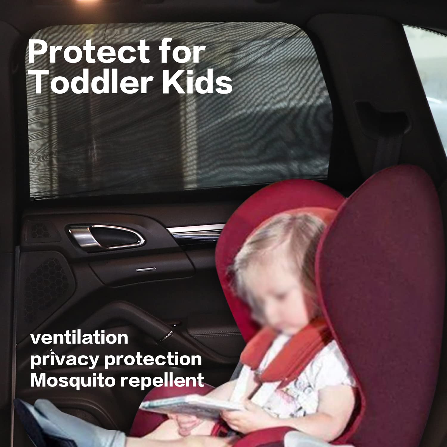 VAGURFO 2 Pack Car Window Mesh Sunshades - Universal Fit Side & Rear Window Sun Shades for Cars, SUVs, Trucks - UV Protection & Privacy Screen for Kids, Toddlers - Perfect for Road Trips, Summer Driving & Baby Protection