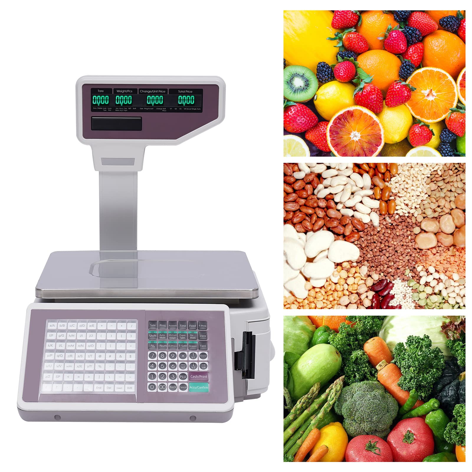 30/60lbs Digital Label Printing Scale with LCD Display - 5g/0.011lbs High Precision Commercial Weight Price Computing Scale for Retail Stores, Supermarkets & Small Businesses (US Stock) | Perfect for Pricing, Inventory Management & Checkout Counters