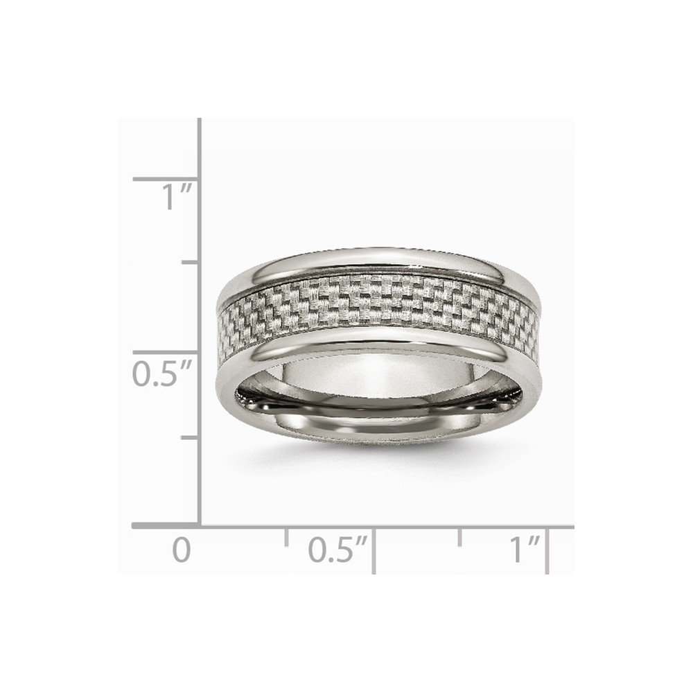 8mm Solid Titanium Grey Carbon Fiber Inlay Men's Wedding Band Ring - Durable & Stylish for Everyday Wear & Special Occasions