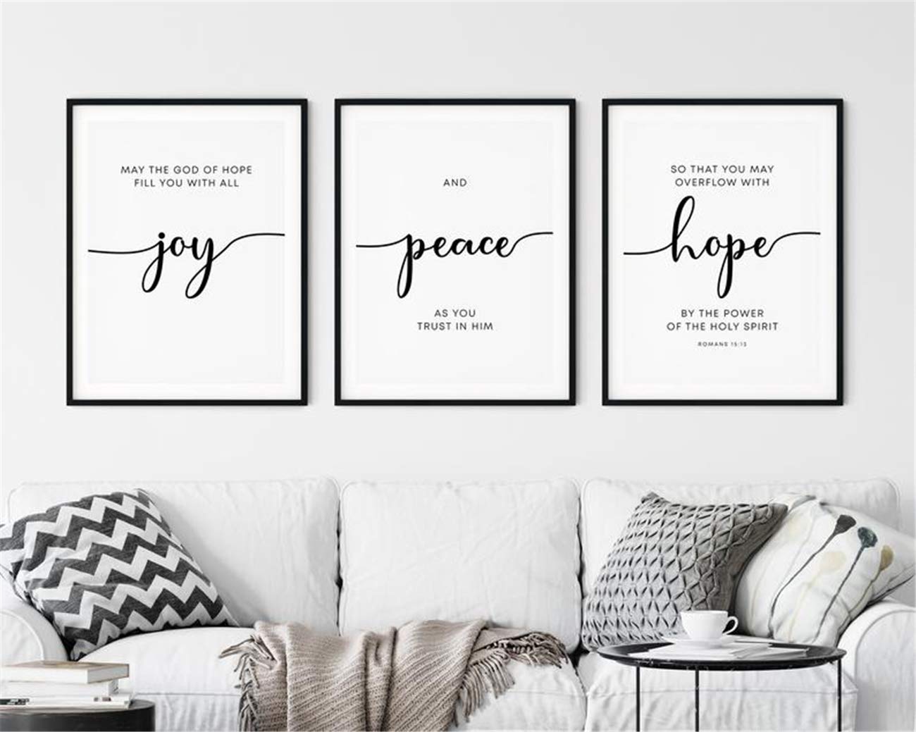 Bible Verse Canvas Wall Art - Christian Home Decor for Living Room