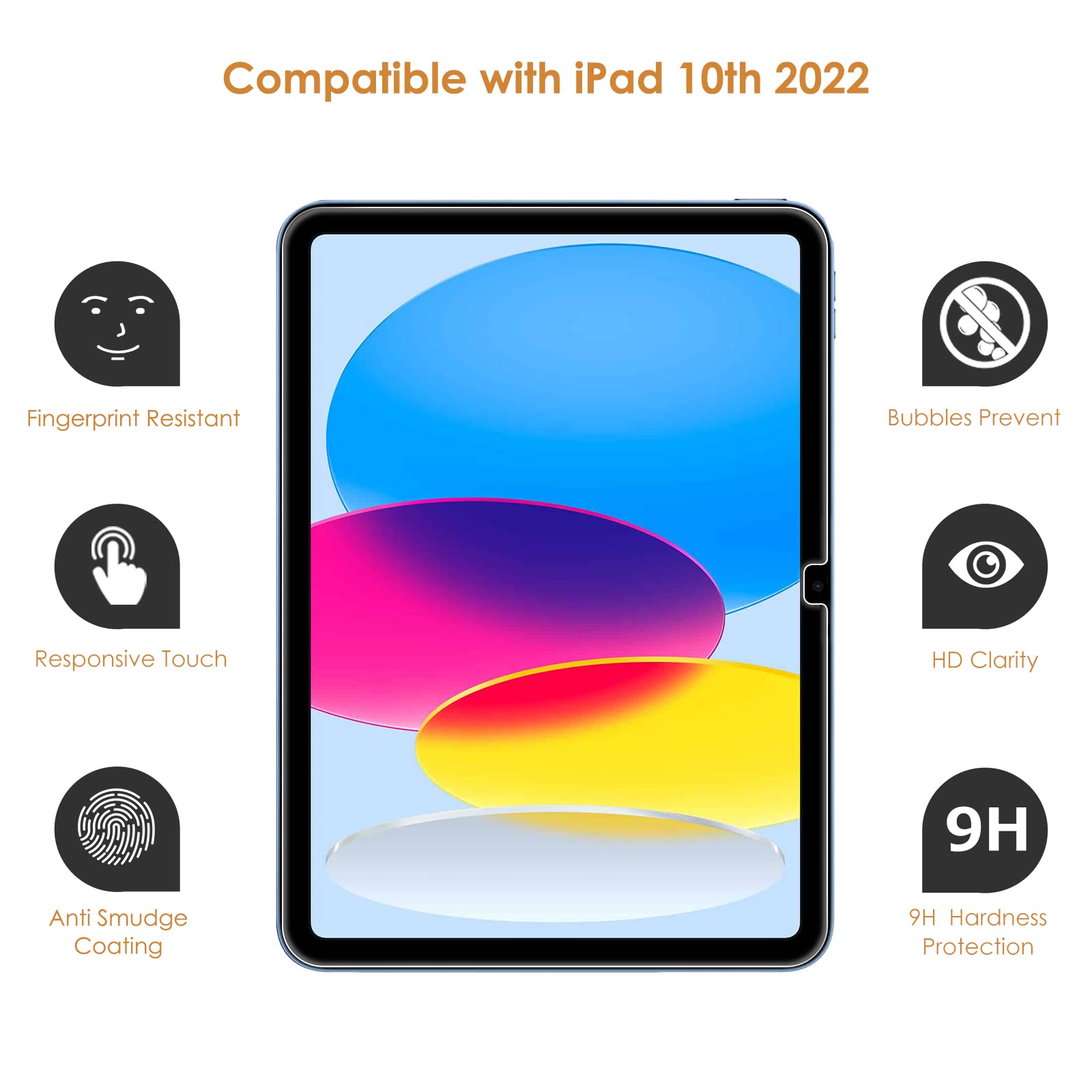 2 Pack Tempered Glass Screen Protector for iPad 11th/10th Gen (2025/2022) 10.9