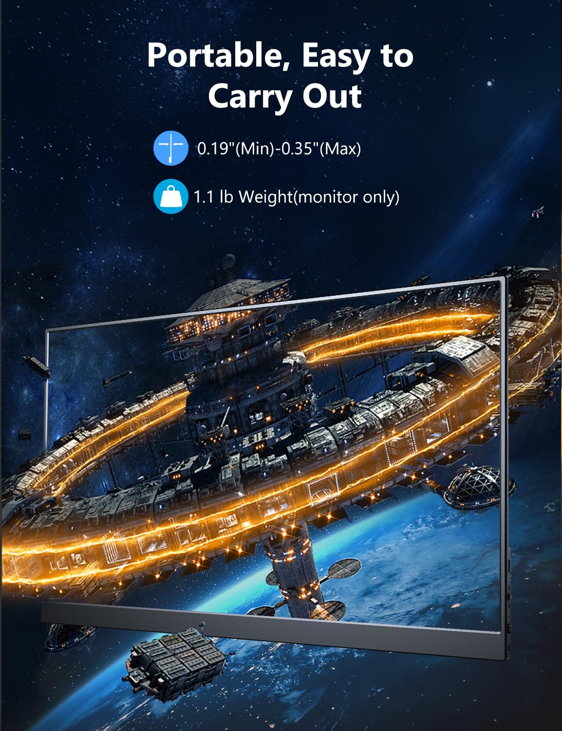 MagicRaven 15.6'' Portable Monitor - Full HD 1080P USB-C HDMI External Display with HDR & Eye Care, Ultra-Thin Lightweight Second Screen for Laptop, PC, Mac, Phone, Xbox, Switch & PS5 - Perfect for Work, Gaming & Travel