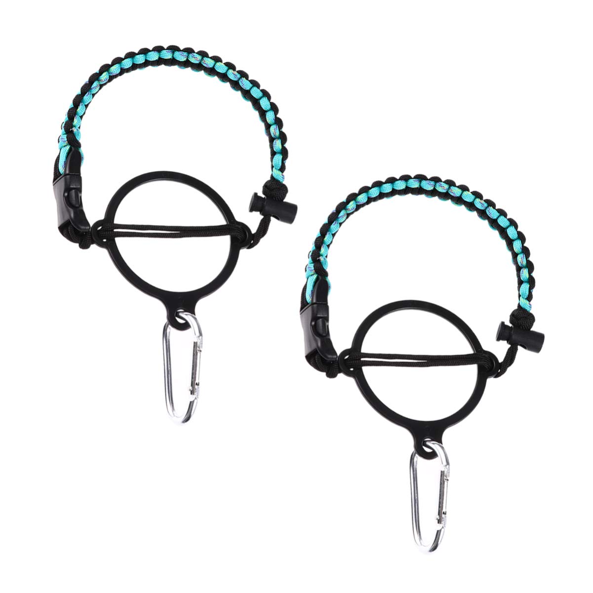 Cabilock 2-Pack Black Paracord Water Bottle Carrier with Safety Ring & Carabiner - Durable Survival Strap for Hiking, Camping, Gym & Outdoor Activities