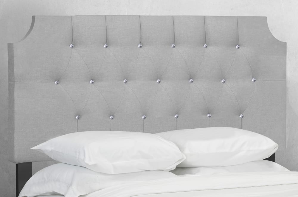 Luxury Button Tufted Upholstered Headboard with Elegant Carved Corners - Queen Size Bed Frame Accent for Master Bedroom Decor