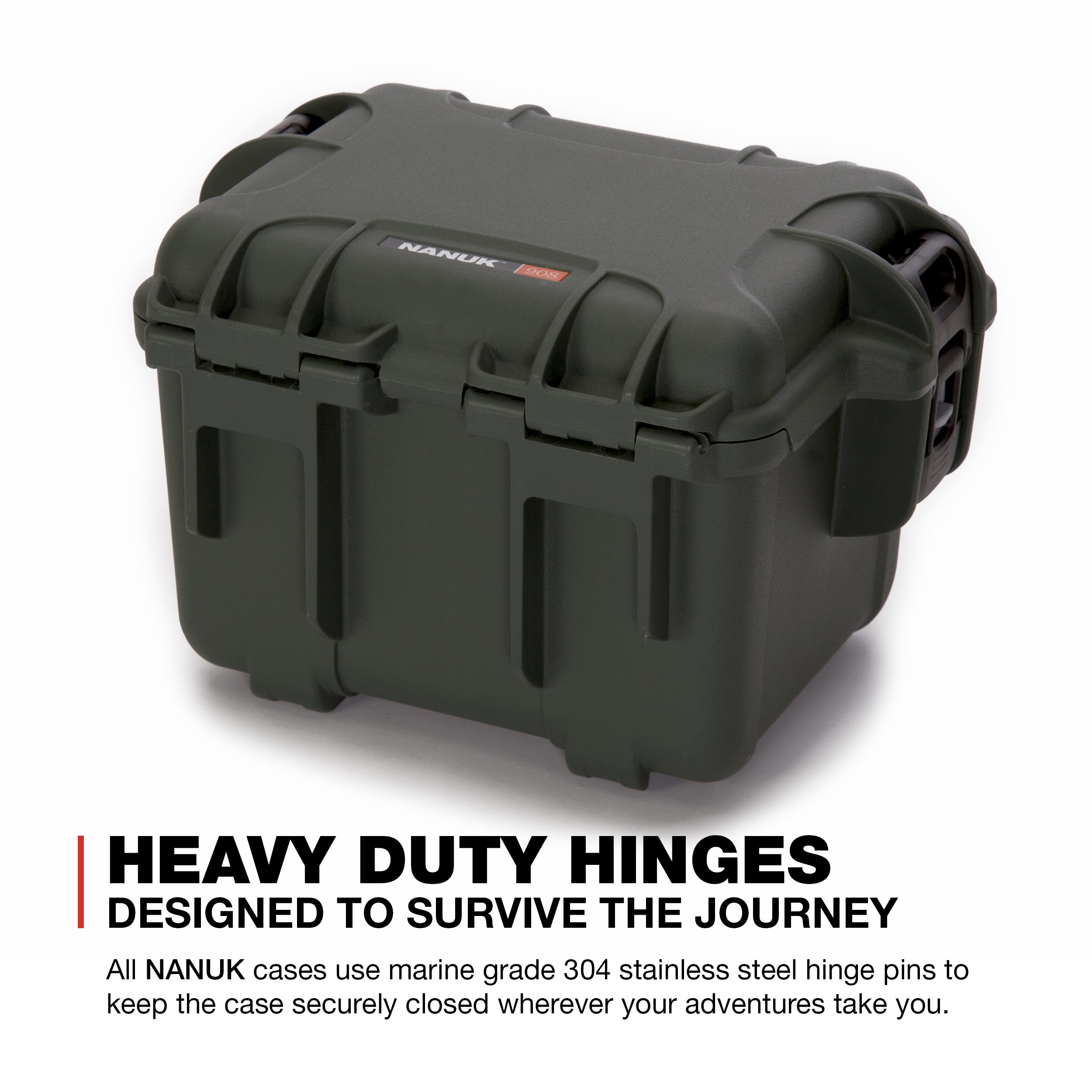 Nanuk 908 Waterproof Hard Case - Olive - Durable Travel Protection for Cameras, Drones & Electronics - Made in Canada - Perfect for Outdoor Adventures & Air Travel