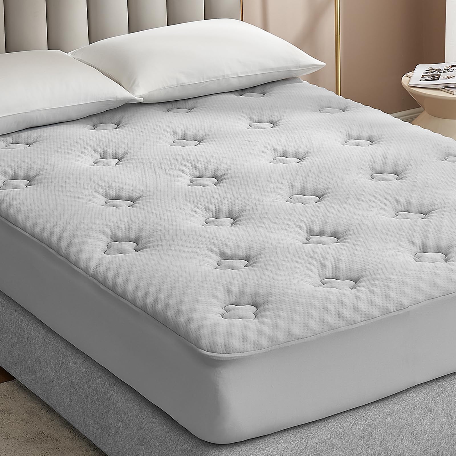 Hansleep Full Size Memory Foam Mattress Topper - Cooling Gel Infused, Breathable Pillow Top with Deep Pocket (54x75 Inches, Grey) - Perfect for Double Beds, Hot Sleepers & Pressure Relief - Ideal for Guest Rooms, Dorms & Home Comfort Upgrade