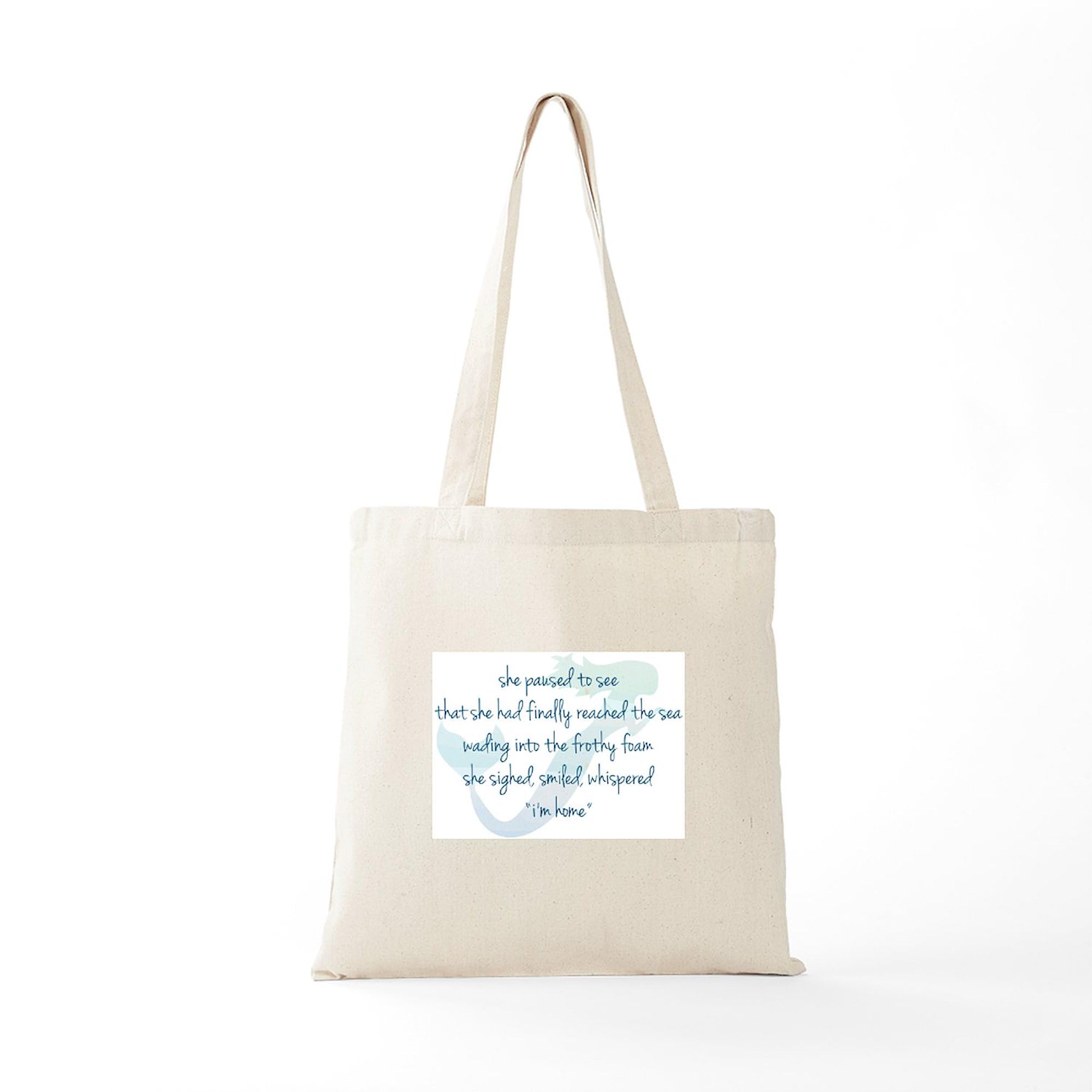 Mermaid Watercolor Tote Bag - Natural Canvas Reusable Shopping Bag for Beach, Grocery & Everyday Use | Eco-Friendly Cotton Tote