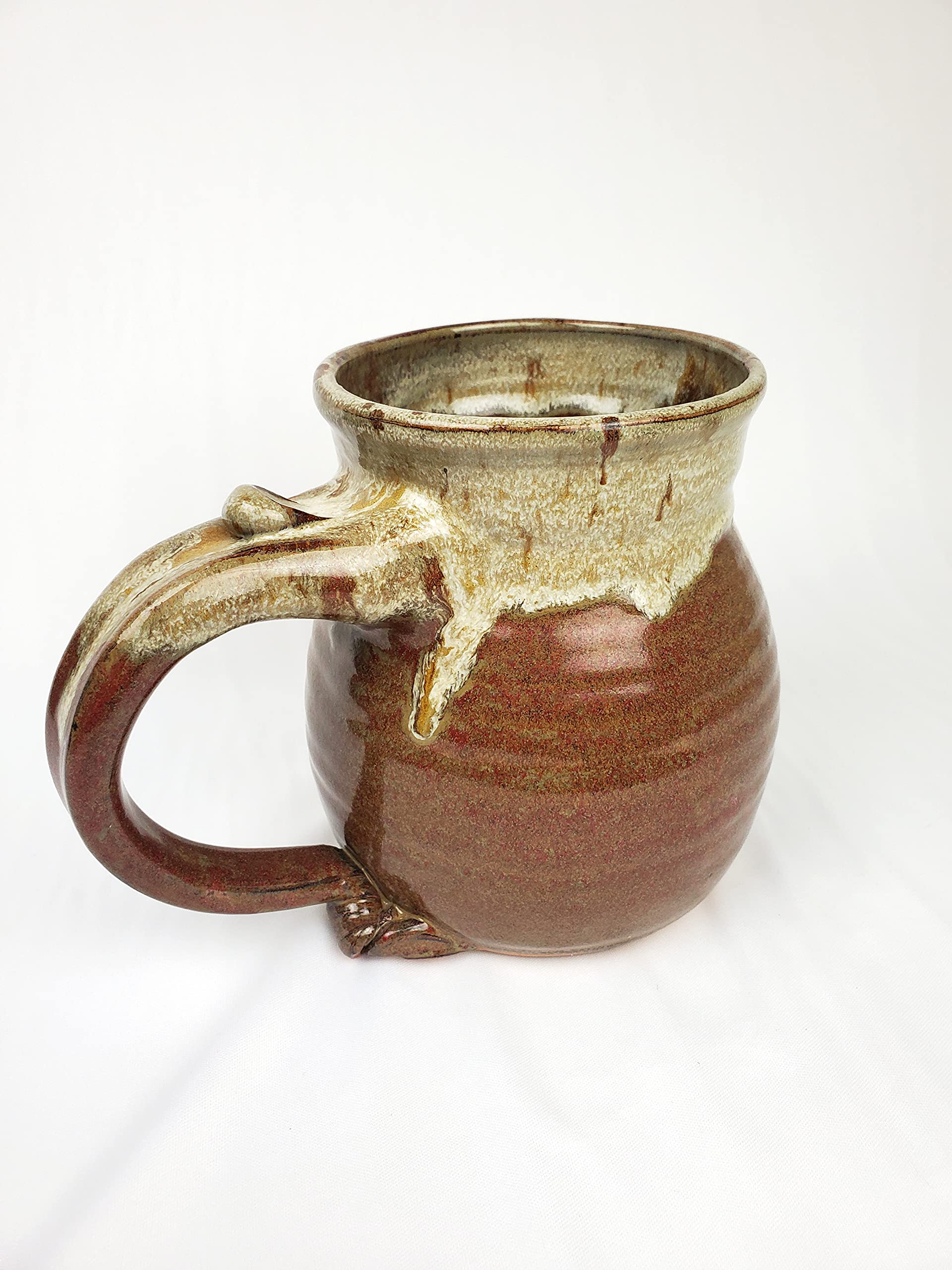 Handmade Brownstone Pottery Mug - Large Hand-Thrown Ceramic Cup for Coffee & Tea | Artisan Crafted in North Carolina | Perfect for Home, Office & Gifts