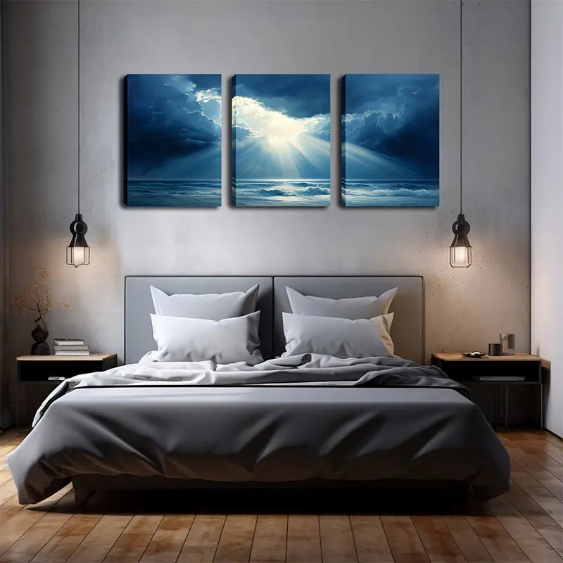 3-Piece Charm of Light Wall Art Set - Framed Canvas 40x60cm (16x24in) - High Quality Print, 100% Australian Made, Ready to Hang - Perfect for Living Room, Bedroom & Office Decor