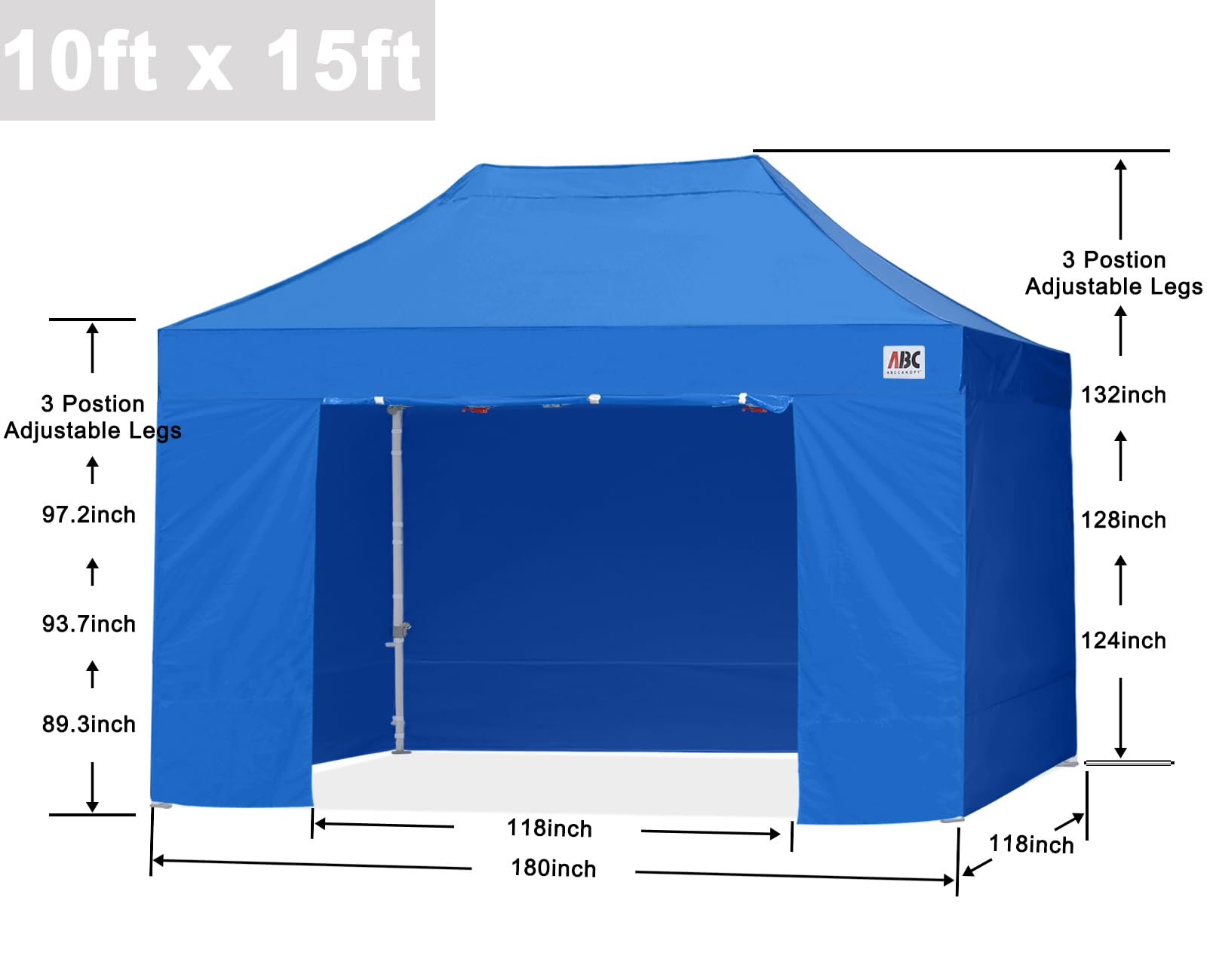 ABCCANOPY 10x15 Commercial Easy Pop Up Canopy Tent with Removable Sidewalls - Royal Blue | Perfect for Outdoor Events, Farmers Markets & Beach Parties
