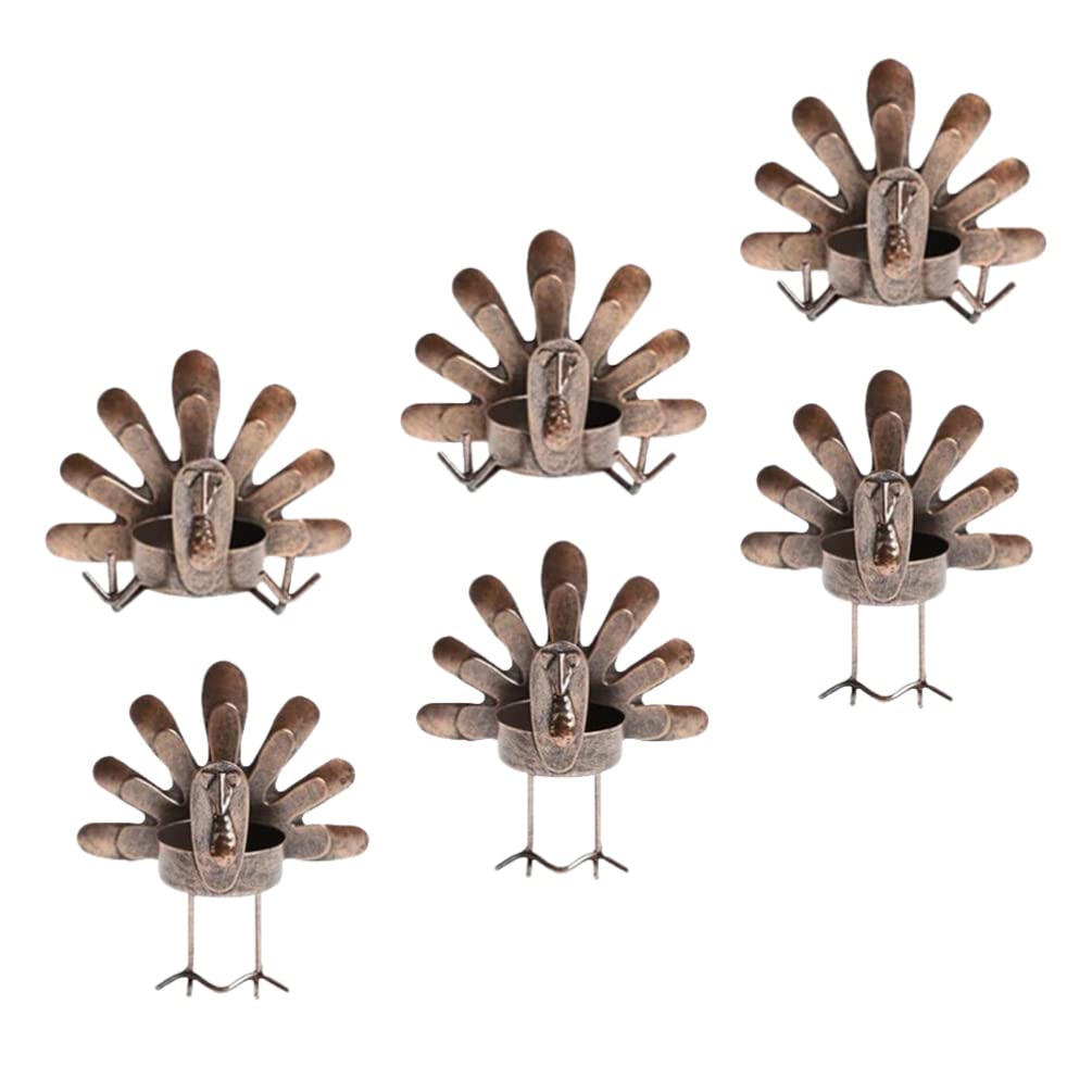 ULTNICE 6-Piece Metal Tea Light Candle Holders - Rustic Iron Thanksgiving Decor for Home, Table Centerpiece, Holiday Dinner Party & Fall Wedding Decorations