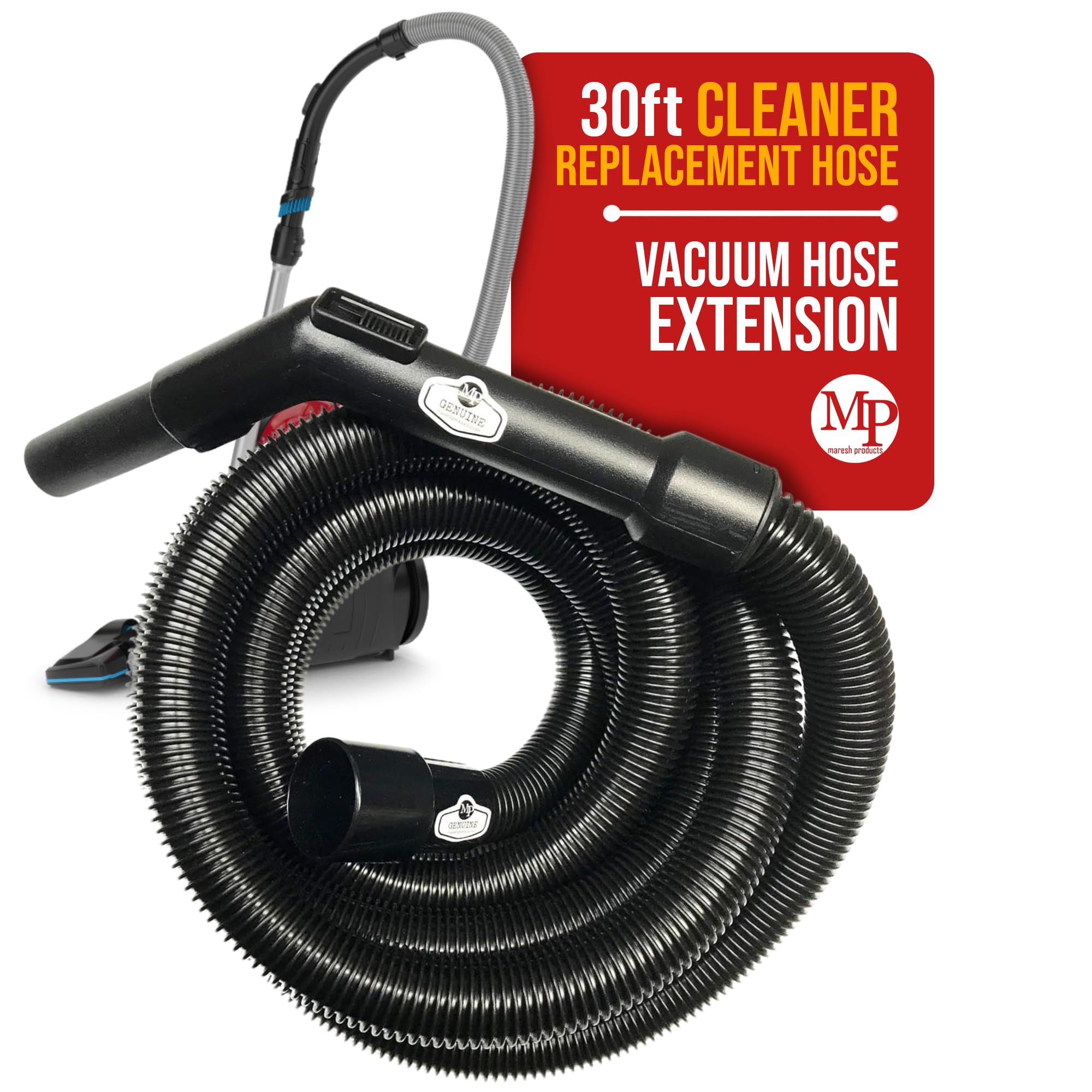 Heavy Duty Vacuum Hose for Shop Vac & Ridgid - 30' Crushproof Design for Wet/Dry Cleaning