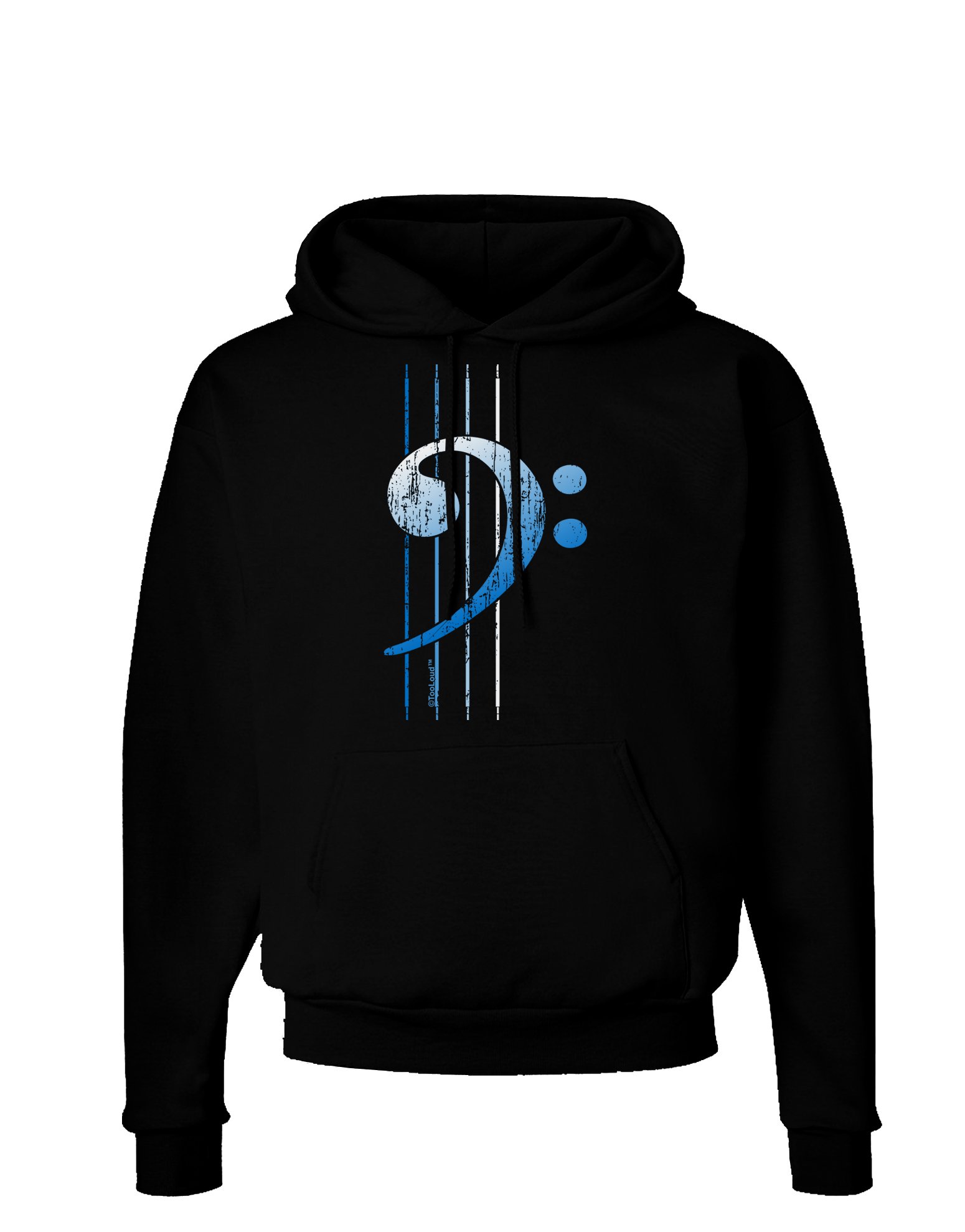 TooLoud Distressed Bass Strings Dark Hoodie - Heavyweight Cotton Pullover Hooded Sweatshirt with Pockets | Perfect for Musicians, Concerts & Streetwear Fashion
