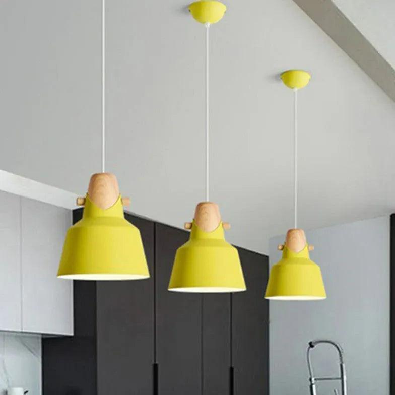 Vintage Yellow Bell Jar Pendant Light - Modern Farmhouse Kitchen Island Lighting Fixture for Dining Room, Bar, or Cafe Decor