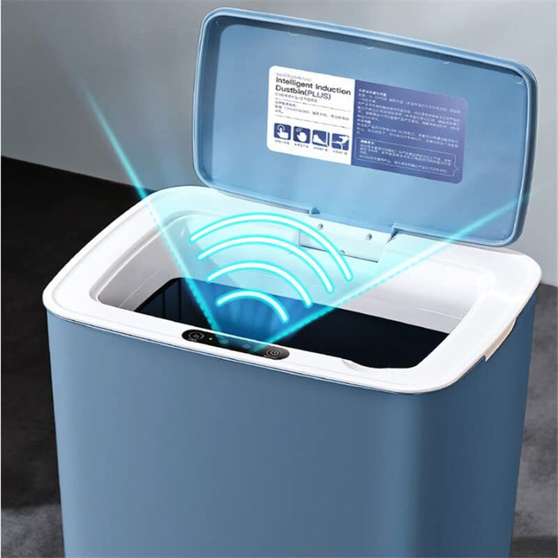 TOMYEUS 14L Smart Sensor Trash Can - Automatic Motion Sensor Garbage Bin for Kitchen, Bathroom, Bedroom - Touchless Waste Bin with Lid - White (Ideal for Home, Office & Indoor Use)