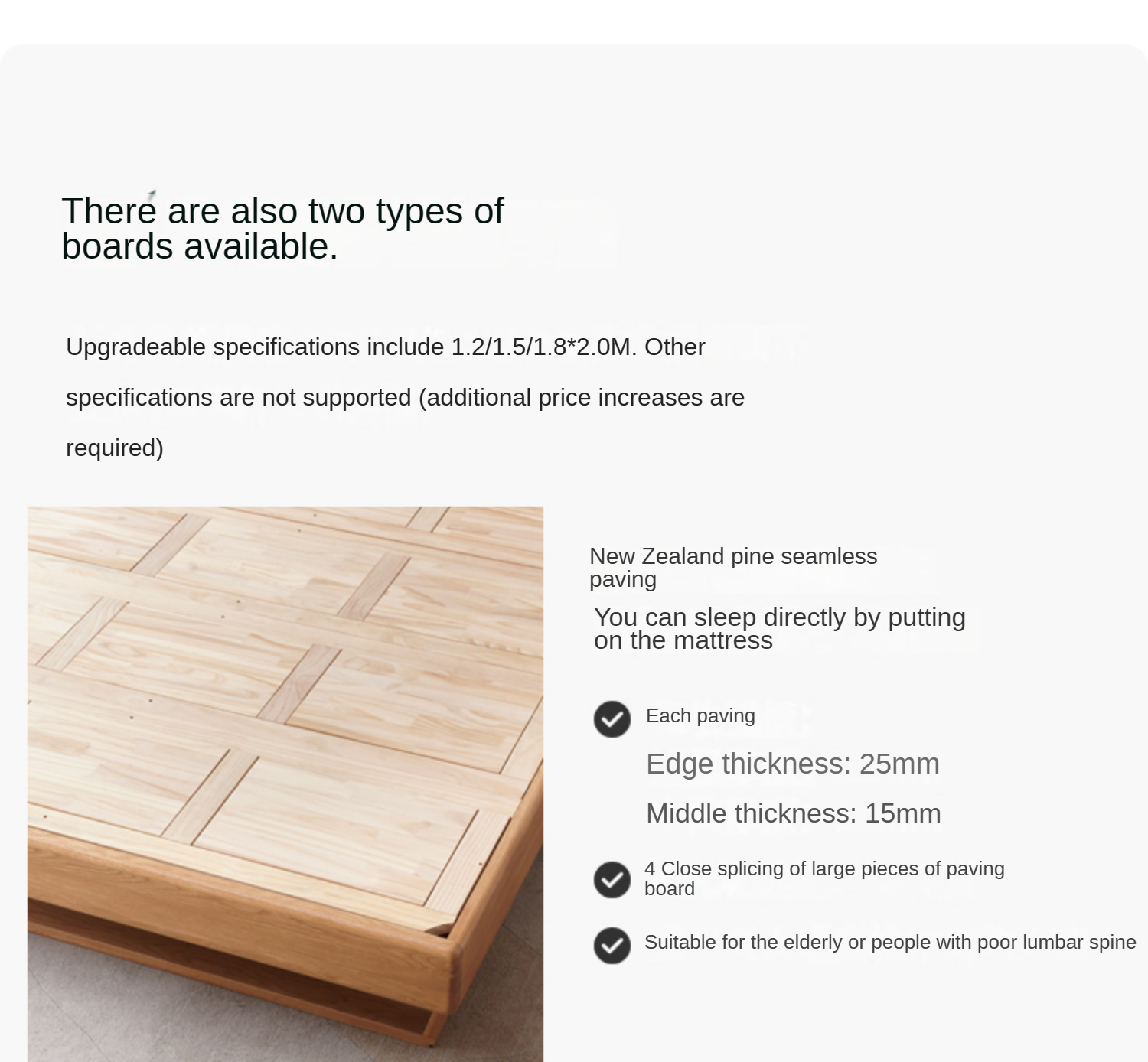 Solid Oak Wood Floating Platform Bed - No Headboard Modern Minimalist Bed Frame with LED Lights for Bedroom, Guest Room, or Studio Apartment