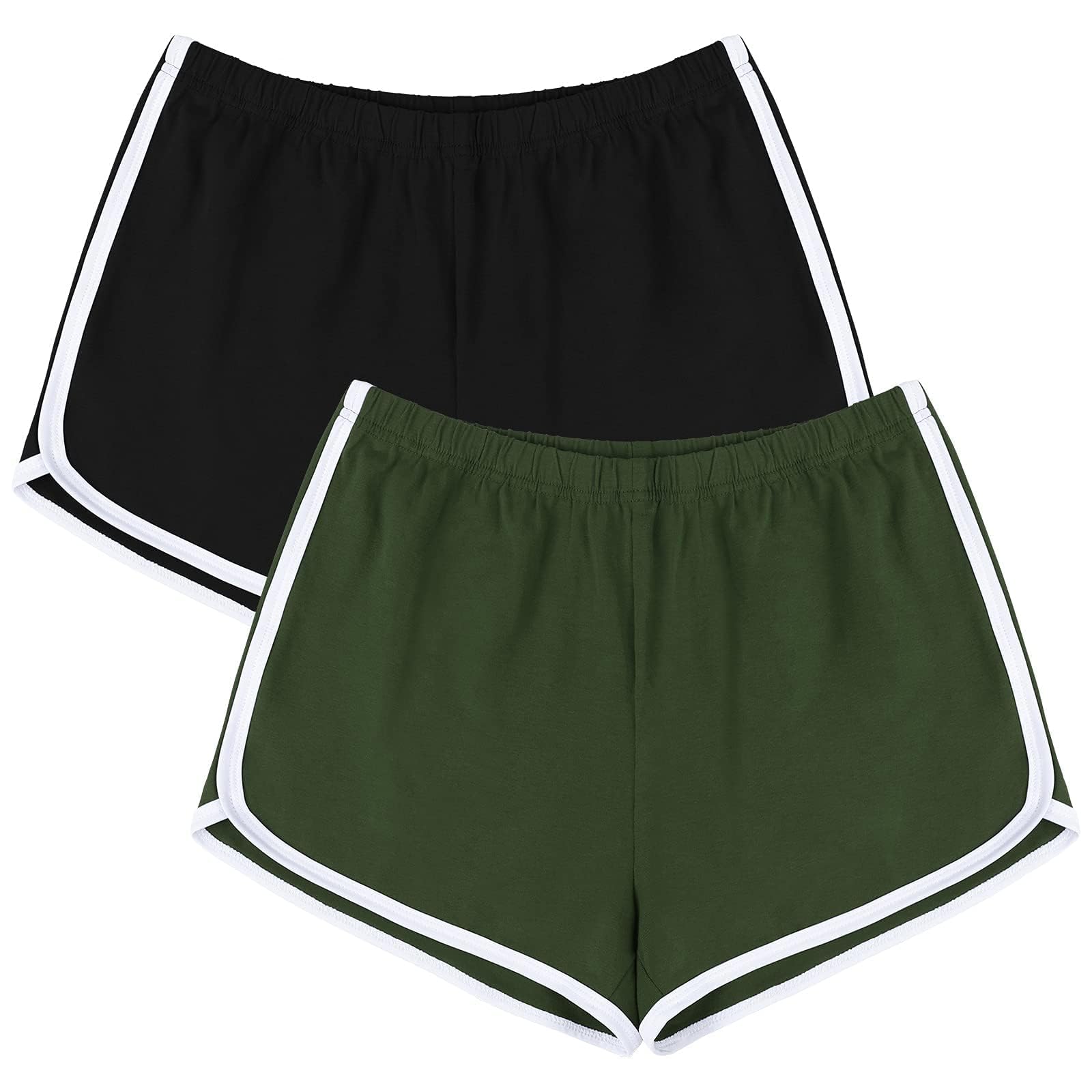 URATOT Women's Cotton Gym Shorts - Yoga Running Active Athletic Shorts with Elastic Waistband, Breathable & Comfortable for Workout, Dance, Summer - Pack of 2 | Perfect for Yoga, Running, Gym, Lounge & Travel