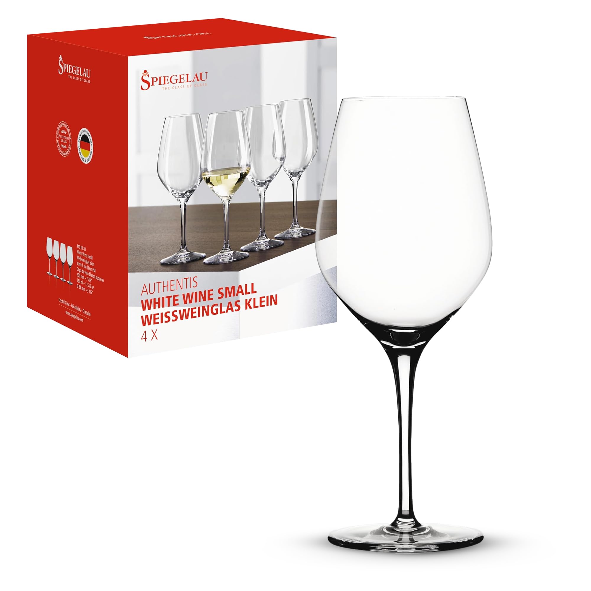 Spiegelau Authentis Small White Wine Glasses - Set of 4 Crystal Clear 360ml Wine Glasses for Chardonnay, Sauvignon Blanc & Riesling - Perfect for Dinner Parties, Wine Tasting & Gifts