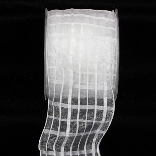 The Ribbon People White Solid and Sheer Check Wired Craft Ribbon - 3