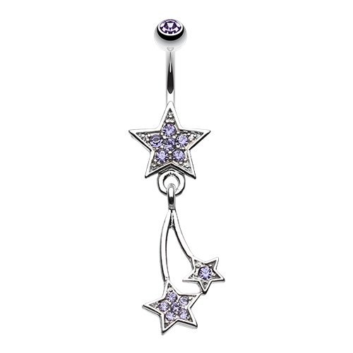 WildKlass Sparkle Stars 316L Surgical Steel Belly Button Ring - Hypoallergenic Navel Piercing Jewelry for Women, Perfect for Everyday Wear & Night Out Accessories