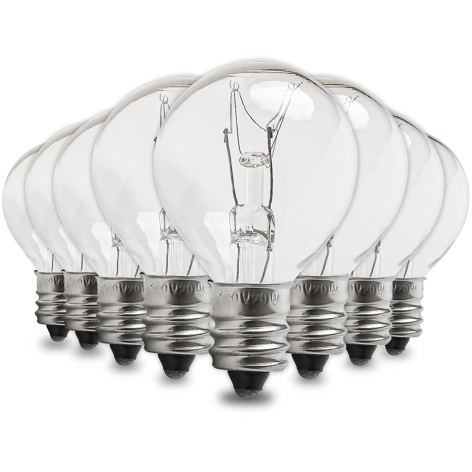 Seentech 8 Pack 20W G30 E12 Candelabra Base Clear Light Bulbs - 120V Incandescent Replacement Bulbs for Wax Warmers, Chandeliers & Decorative Lighting - Long Lasting Warm White Glow for Home & Restaurant Use