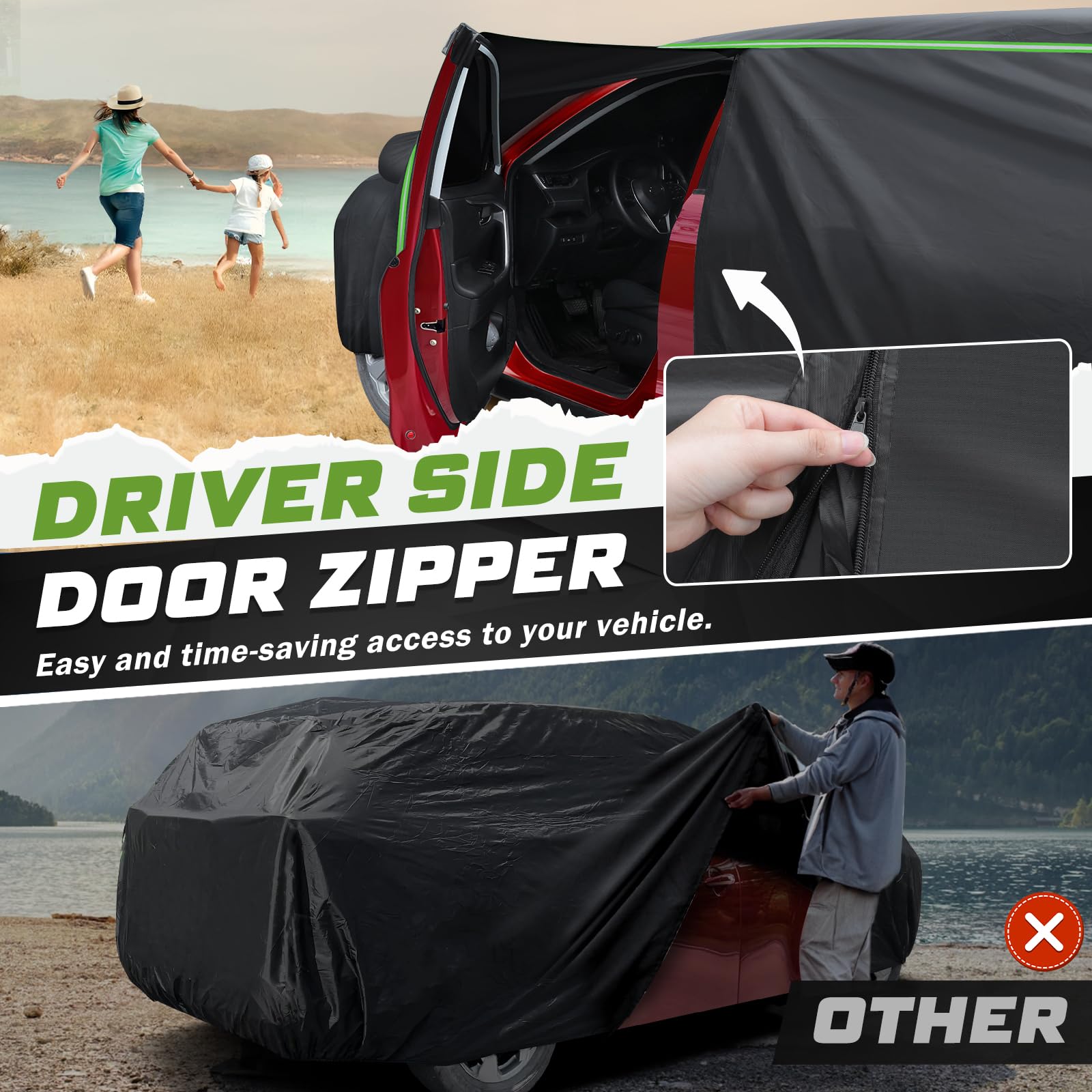 Mixsuper All-Weather Waterproof Car Cover for Toyota 4Runner 2002-2025 - Full Protection Outdoor Vehicle Cover with Zipper Door & Reflective Strips - Perfect for Parking, Storage, and Extreme Weather Protection