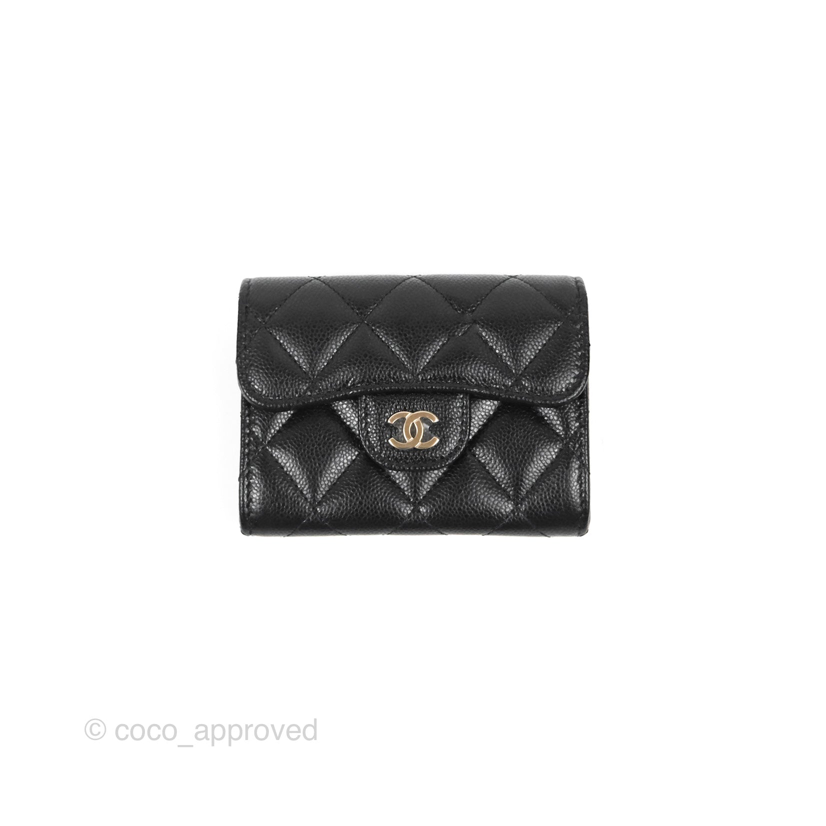 Chanel Classic Flap Coin Purse - Black Caviar Leather with Gold Hardware | Luxury Compact Wallet for Women | Perfect for Everyday Use & Special Occasions