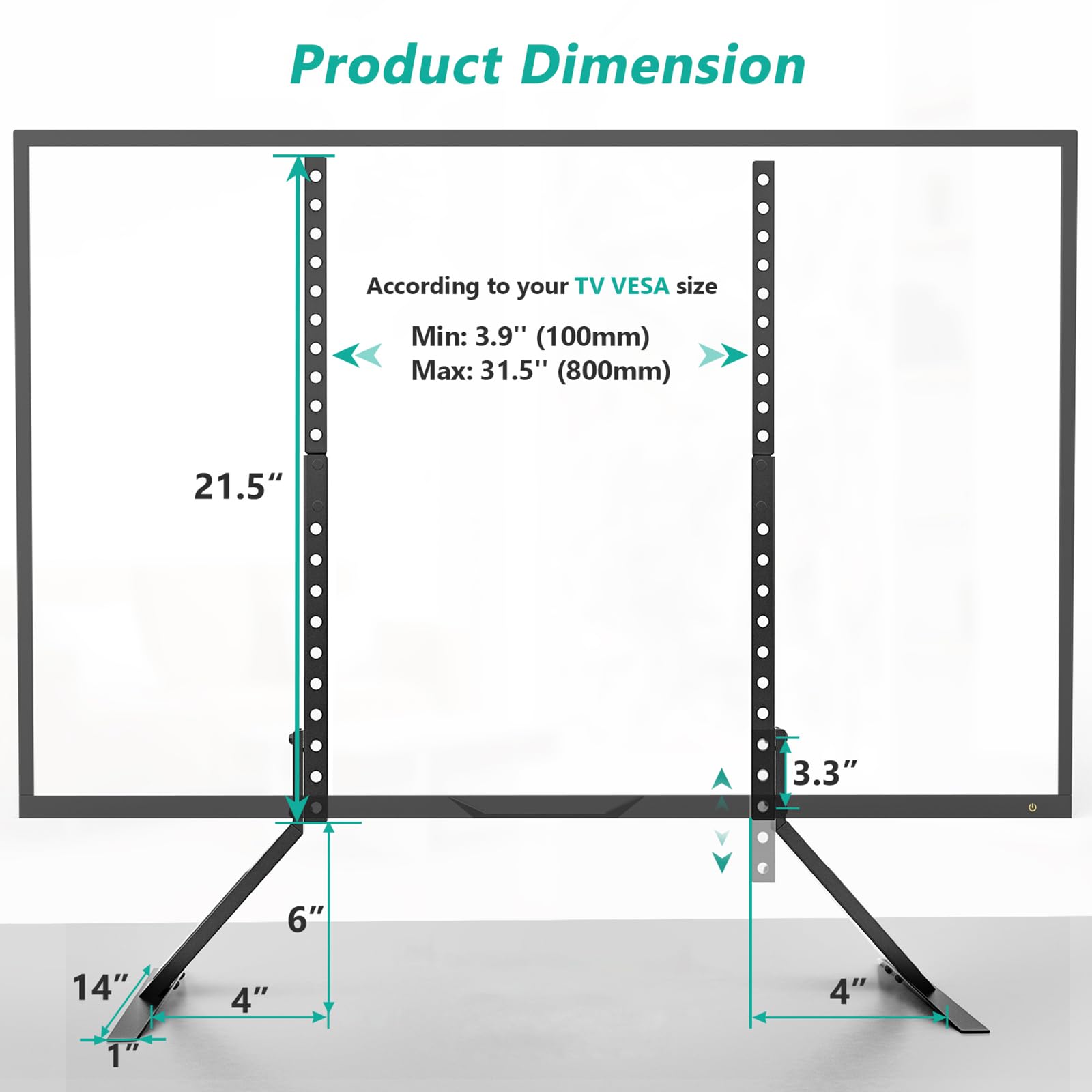 WALI Universal TV Stand for 22-65 Inch Flat Screen TVs up to 110lbs - Table Top TV Mount with 800x500mm VESA Compatibility (Black) - Perfect for Living Room, Bedroom, or Office Setup