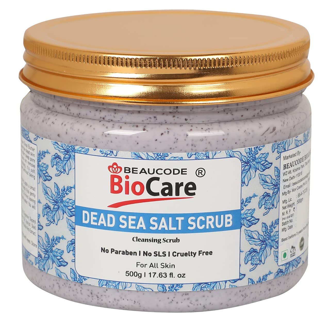 Beaucode BioCare Dead Sea Mineral Face Scrub - 500g Exfoliating Cleanser for Women & Men | All Skin Types | Paraben-Free, SLS-Free, Sulfate-Free & Cruelty-Free | Deep Cleansing & Skin Renewal for Daily Skincare Routine