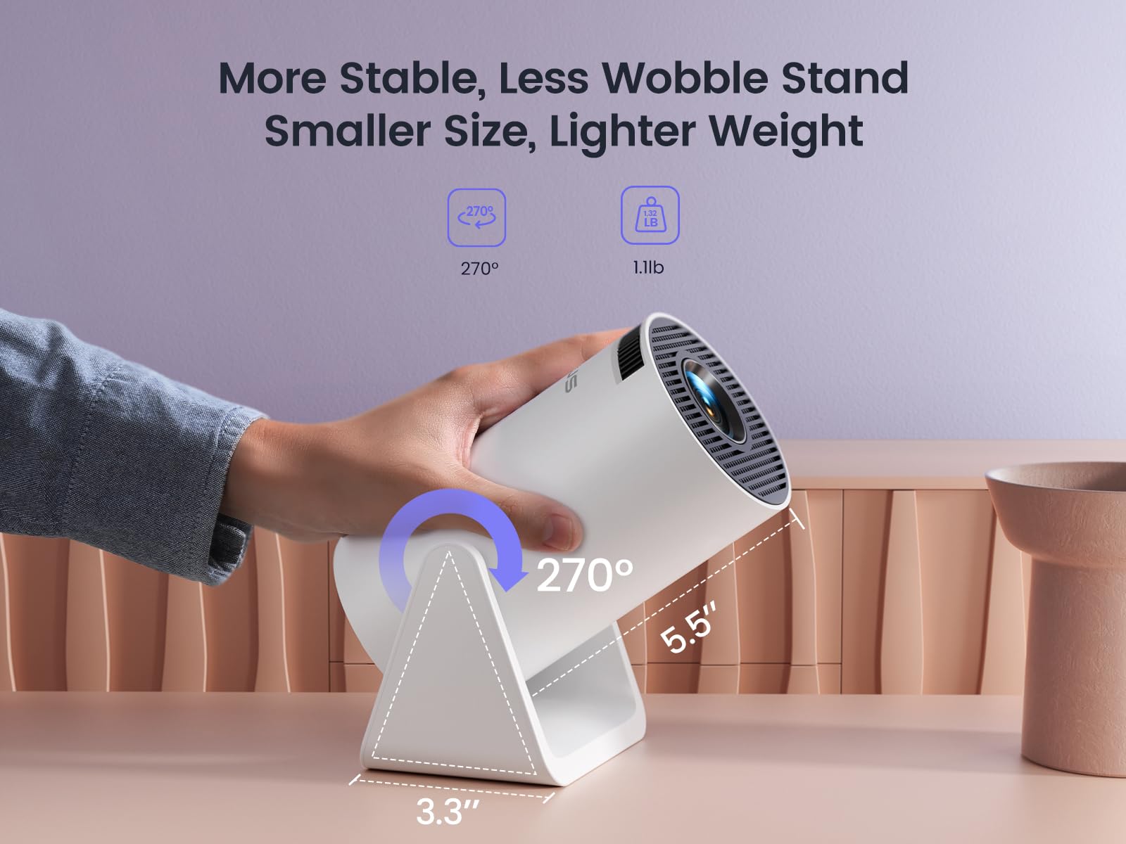 WiMiUS S27 Mini Projector 1080P with WiFi & Bluetooth - 2025 Upgrade Portable Outdoor Movie Projector, Short Throw, Auto Keystone, Adjustable Stand - Perfect for Home Theater, Camping, Backyard Movies, Phone/TV Stick/Laptop Projection (White)