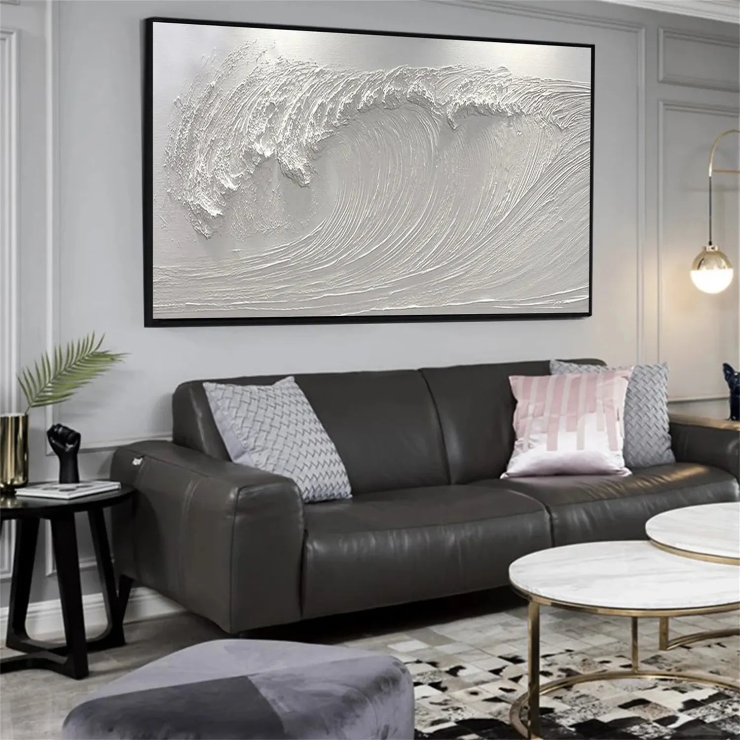 White Minimalist Textured Painting Canvas #MM270 - Premium Abstract Wall Art for Modern Home & Office Decor