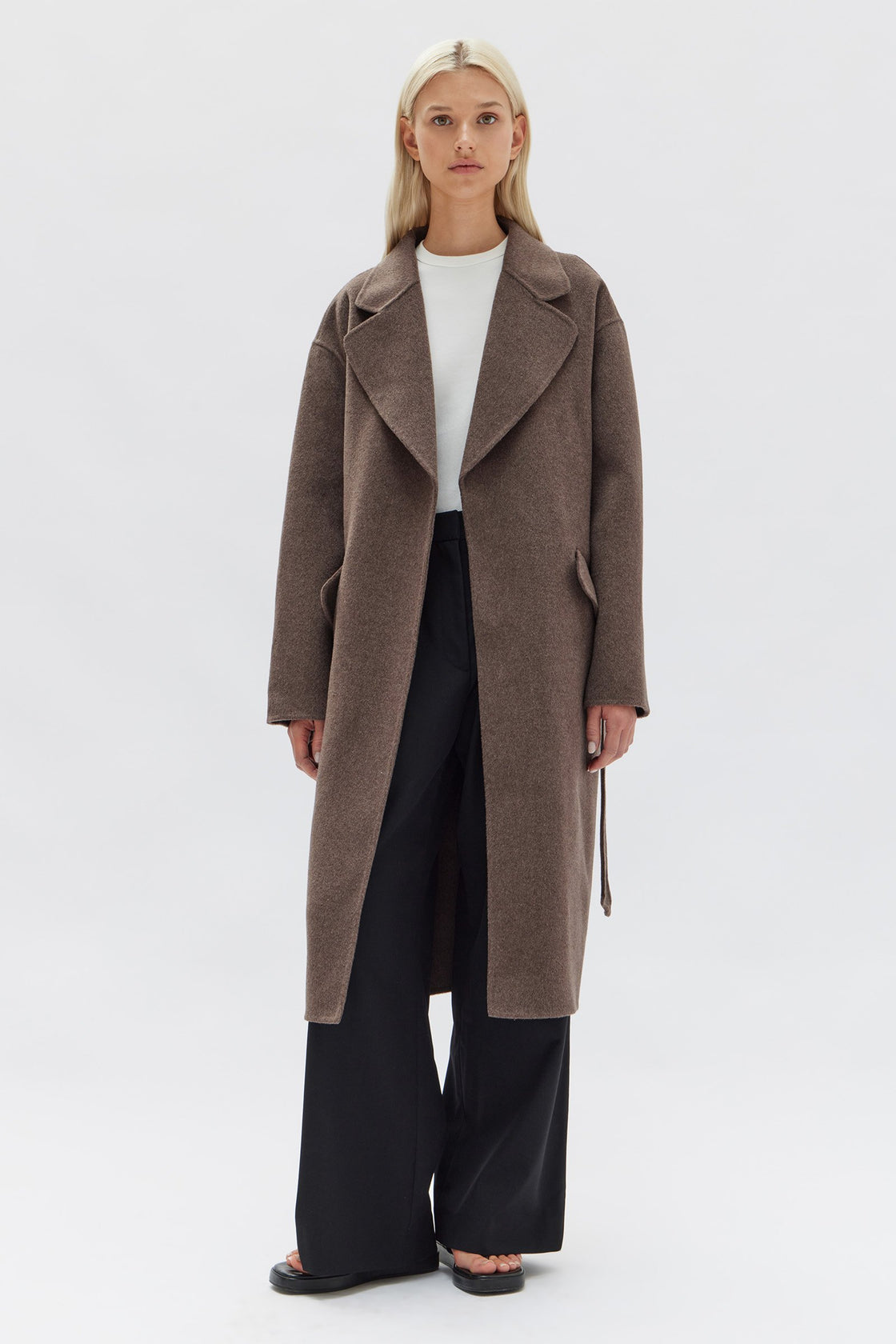 Sadie Cocoa Marle Single Breasted Wool Coat Women's Winter Warm Trench Coat - Perfect for Office, Dating & Formal Occasions