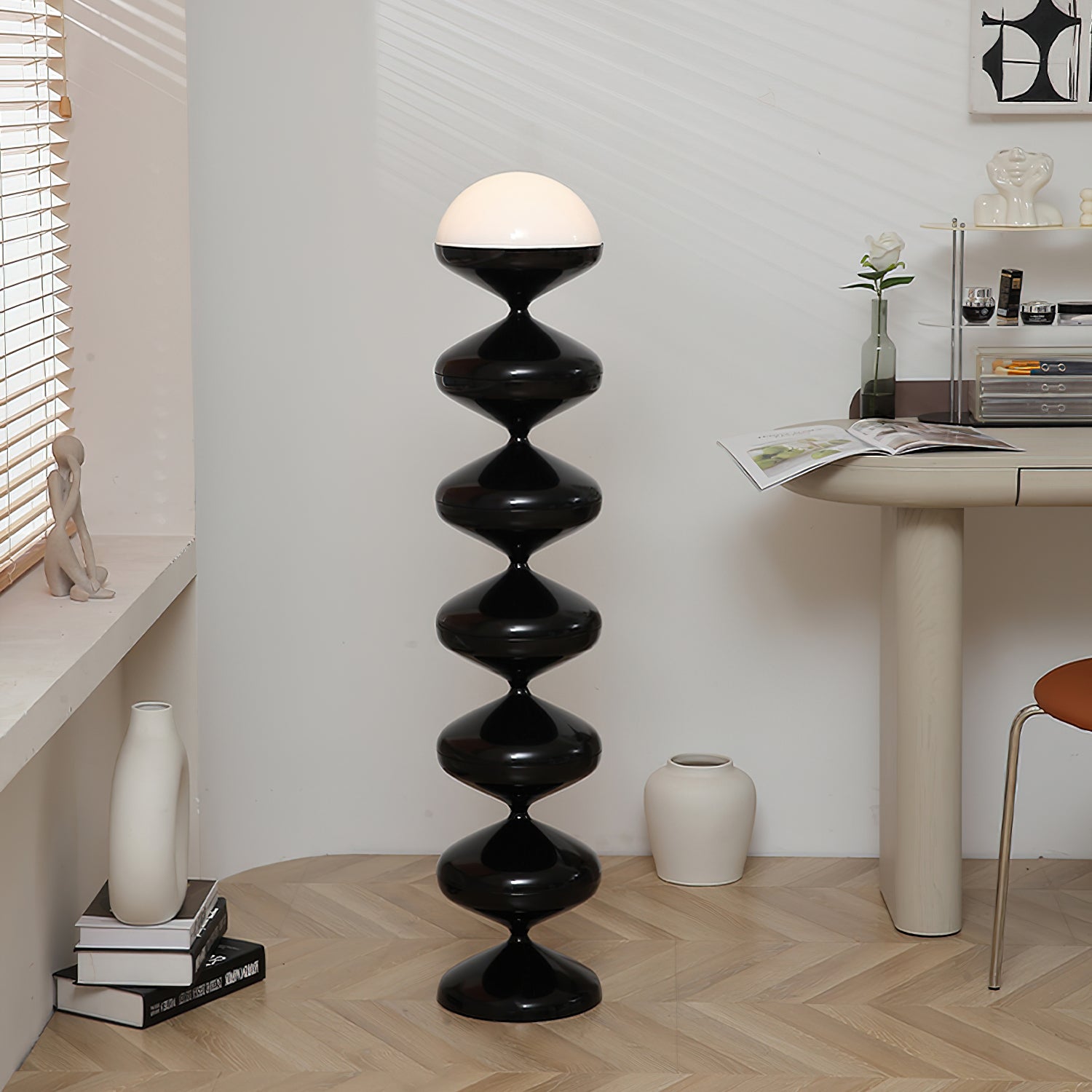 Modern Twist Gourd Floor Lamp - Elegant Home Decor Lighting for Living Room, Bedroom & Office - Adjustable Height & Warm White LED Bulb Included - Perfect for Reading, Relaxing & Creating Ambiance