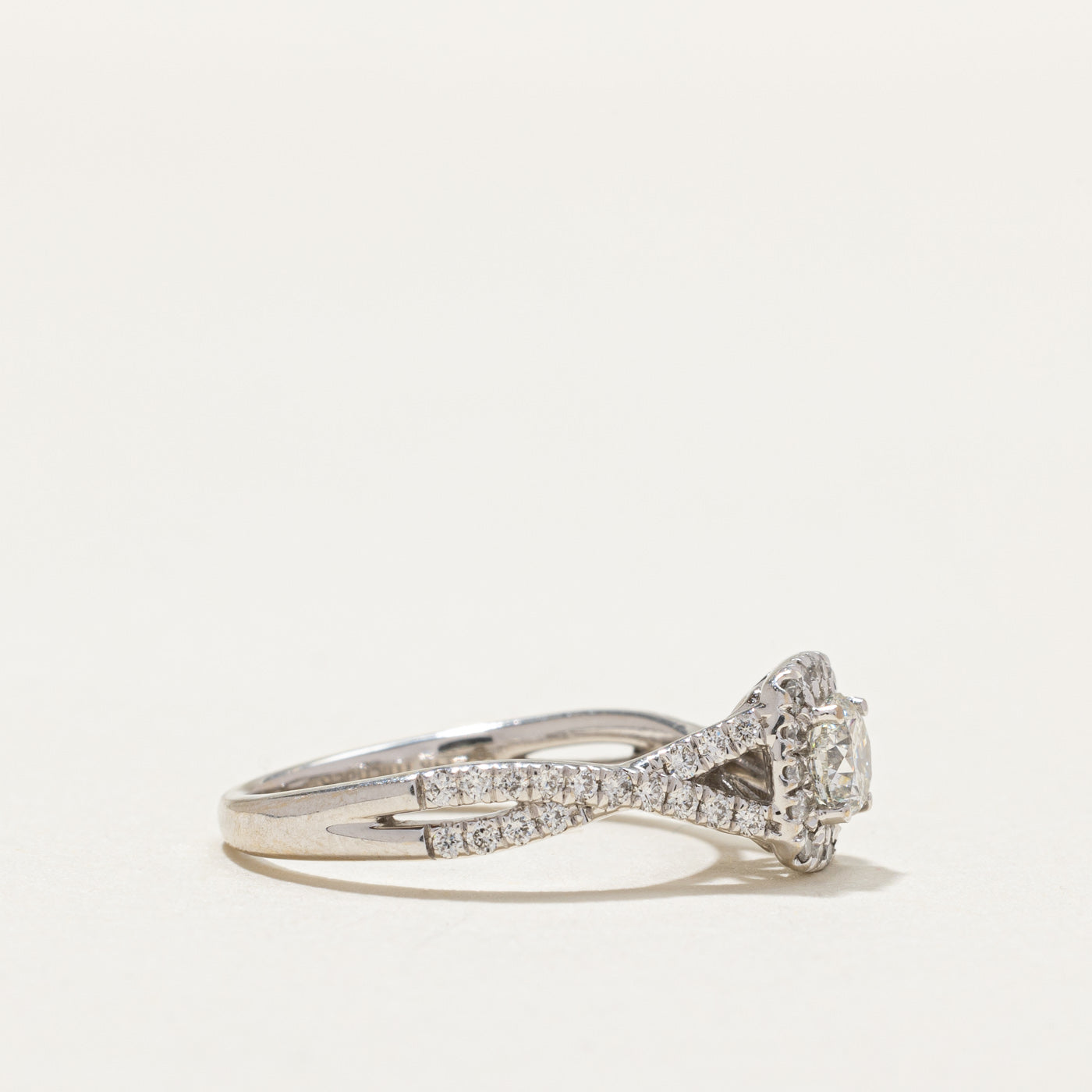 0.70ctw Diamond Halo Crossover Engagement Ring - Size 5 | Elegant Wedding Band for Proposals, Anniversaries & Special Occasions