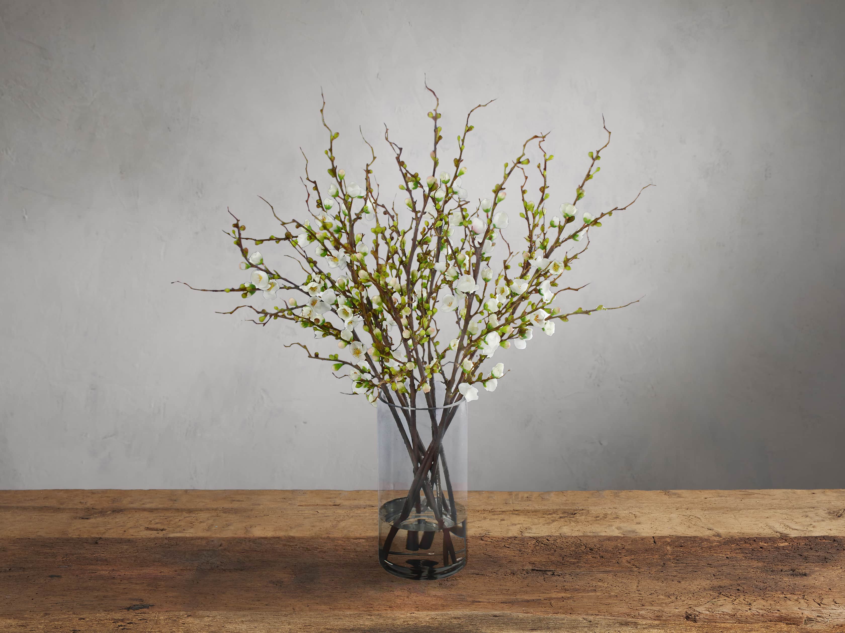 Artificial Peach Blossom Flowers in Glass Vase - Elegant Home Decor for Living Room, Wedding Centerpieces & Spring Table Decorations