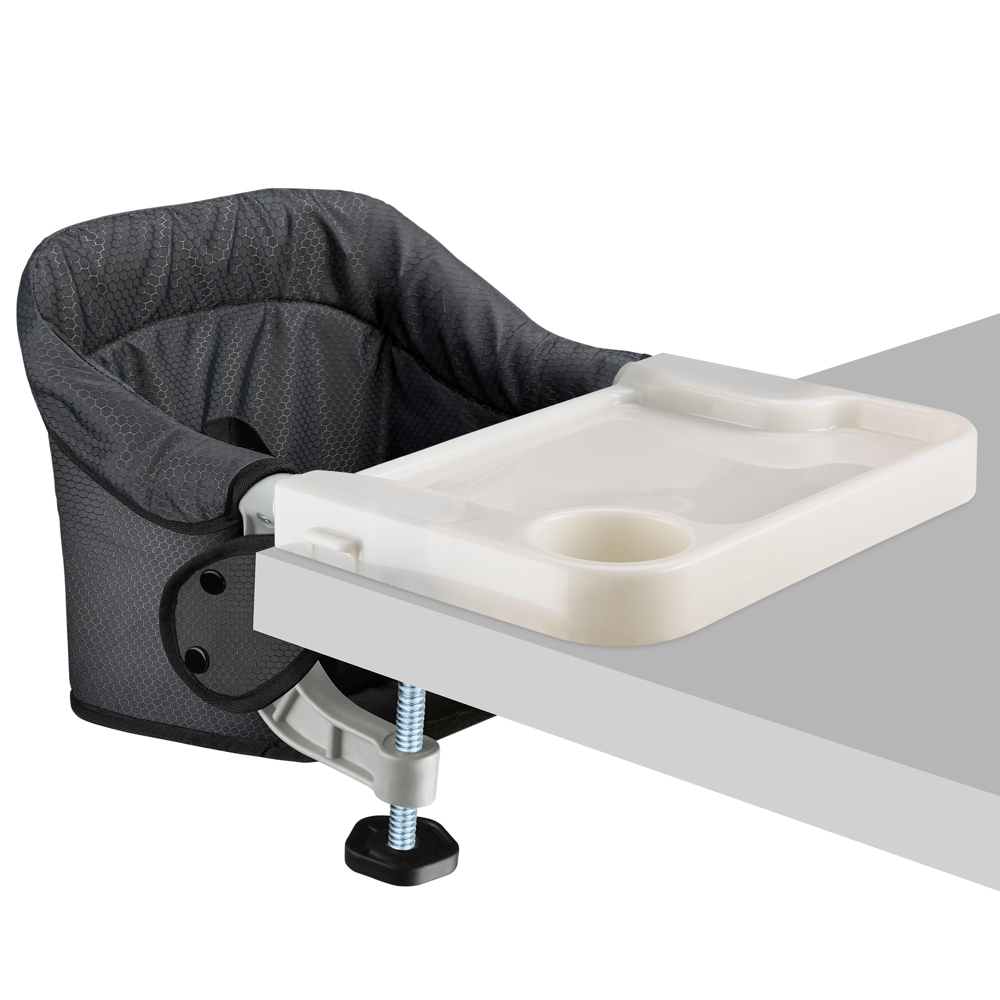 Portable Hook On High Chair with Removable Dining Tray - Foldable Baby Chair with Storage Bag for Indoor & Outdoor Use - Perfect for Dining, Travel & Picnics (Black)
