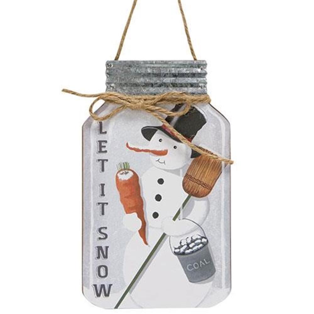 Let It Snowman Mason Jar Hanger - Christmas Decor for Windows, Doors & Walls - Perfect Holiday Home Decoration for Winter & Xmas Season