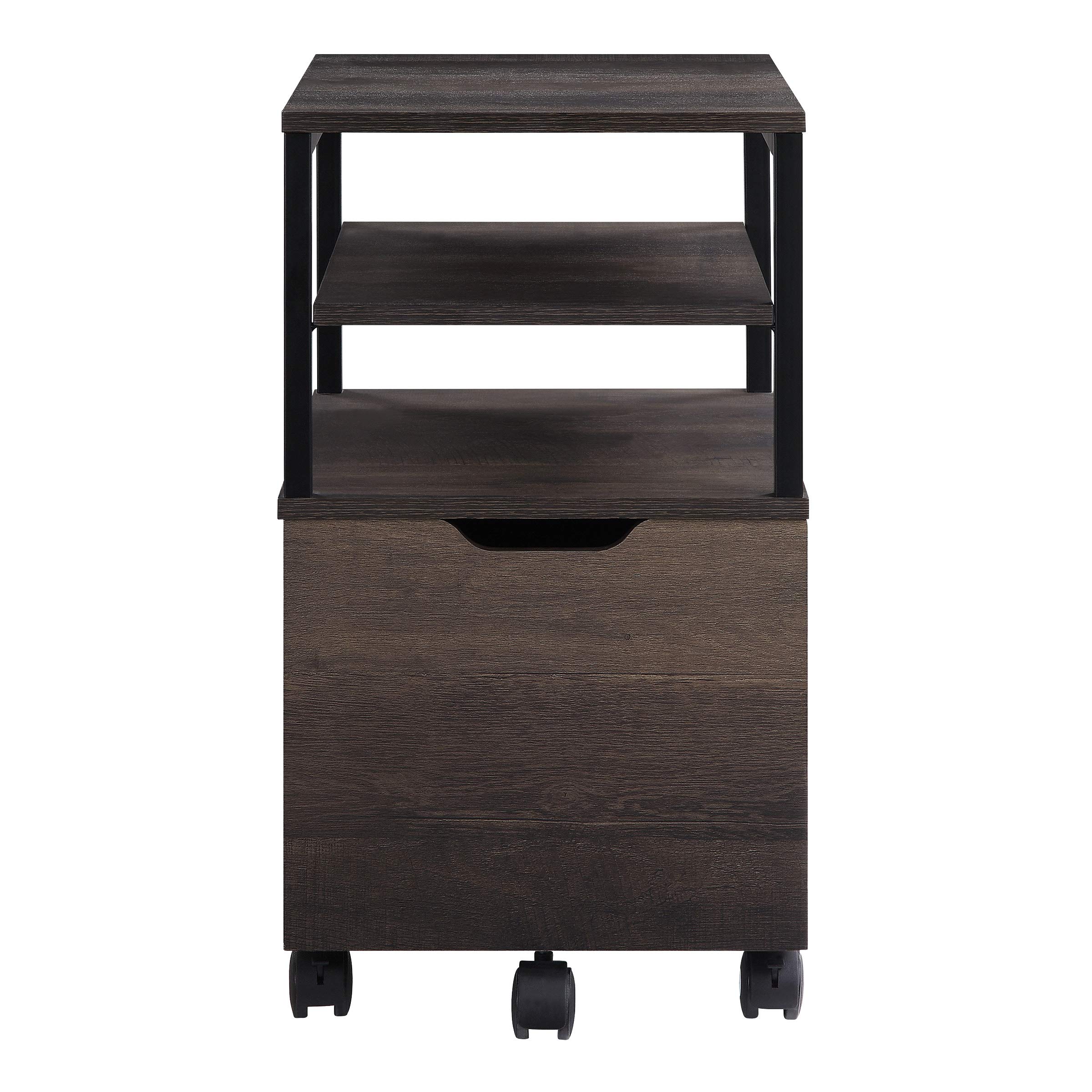 OSP Home Furnishings Modern Mobile Cart with Wheels - Ozark Ash Finish - Rolling Kitchen Island, Bar Cart & Storage Solution for Small Spaces