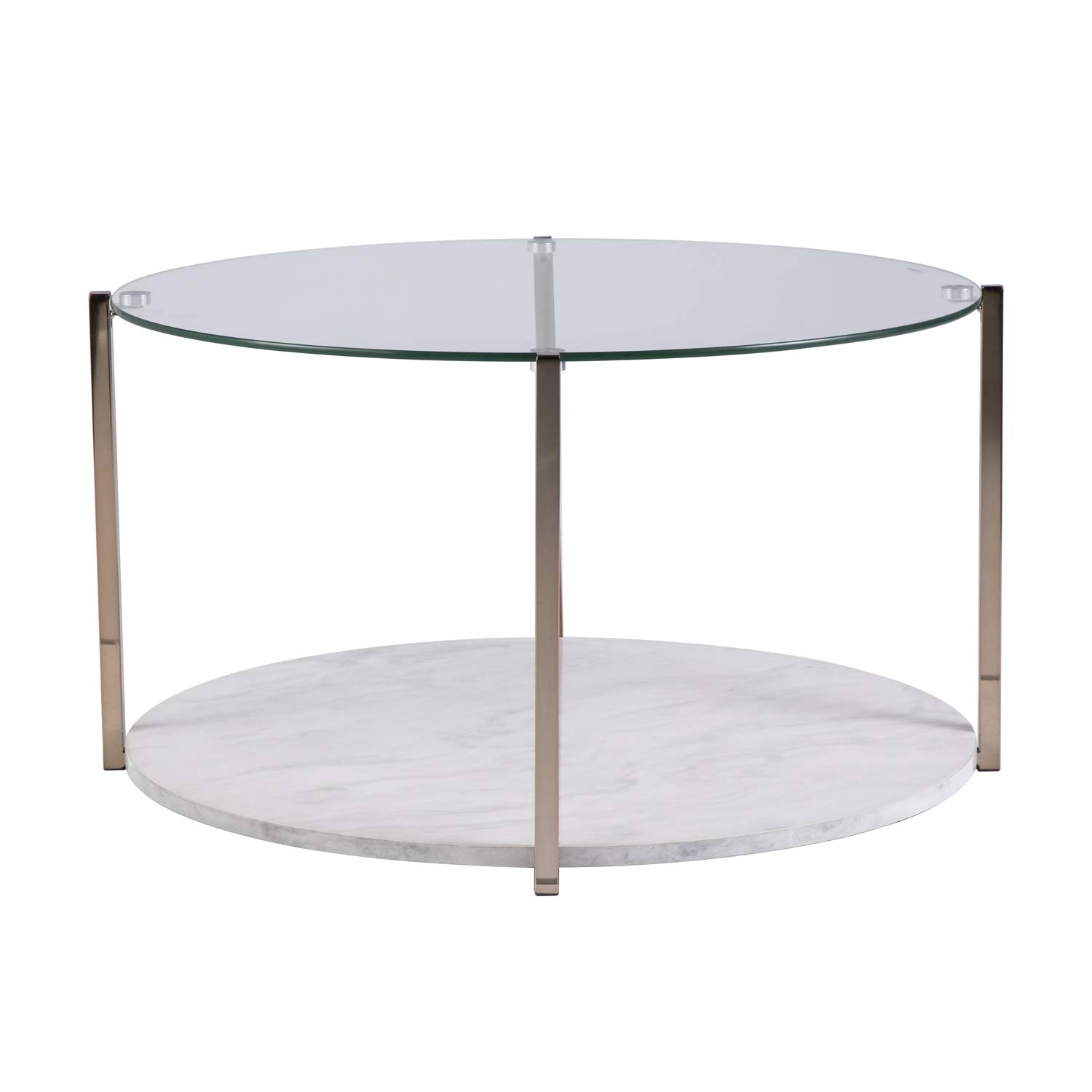Southern Enterprises Avenida Cocktail Table in Gold - Modern Round Coffee Table for Living Room, Lounge & Patio Decor